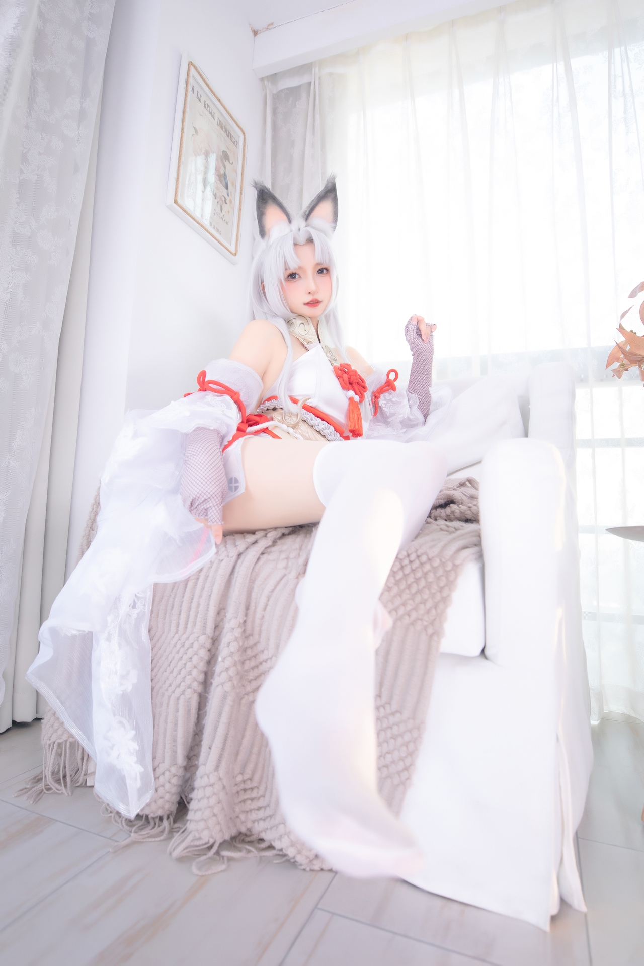 神楽坂真冬永劫无间Cosplay白丝胡桃 气质唯美妹子御宅罗梦胡桃美女图片照