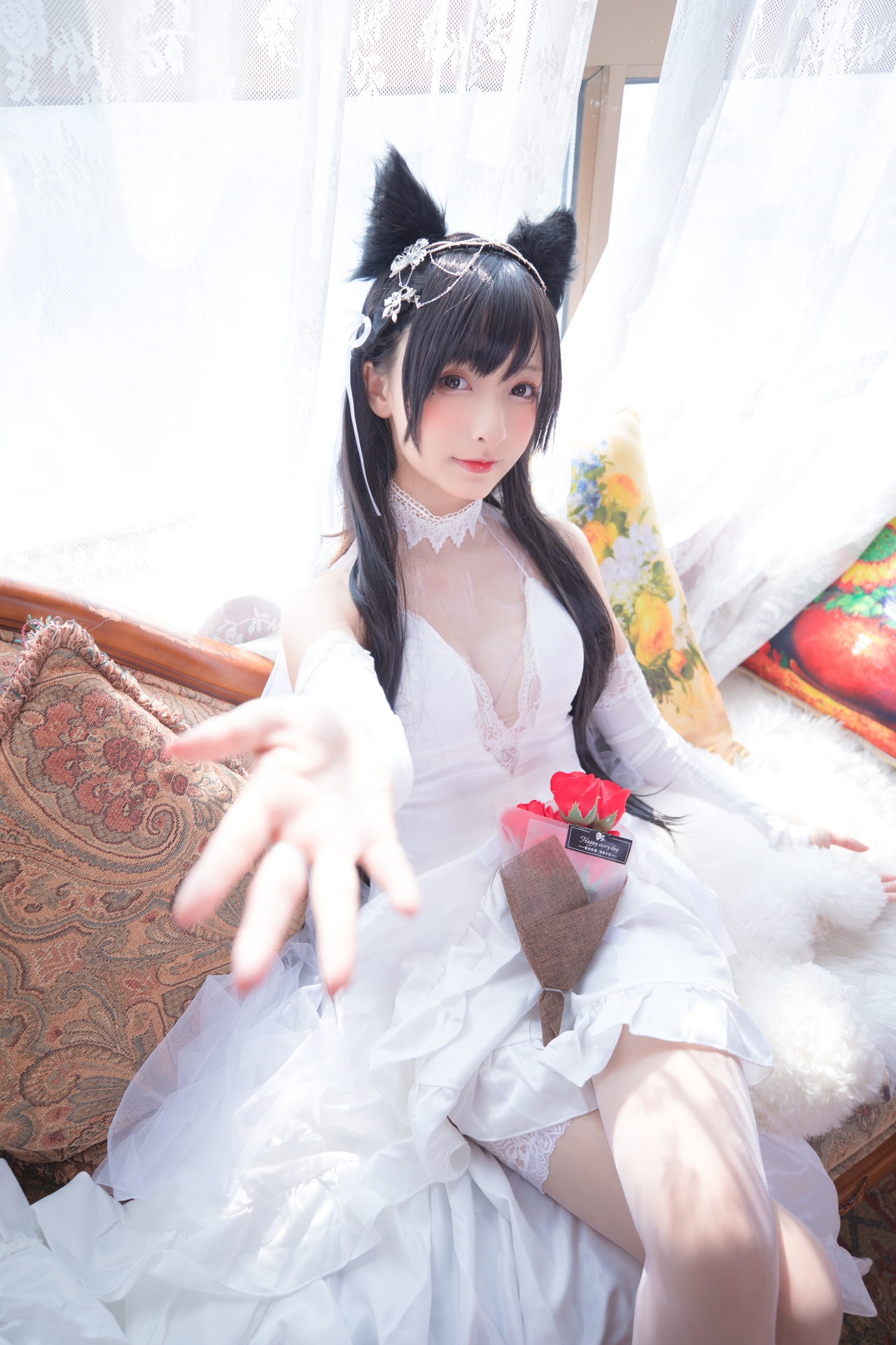 次元美少女神楽坂真冬极品Cosplay明日の花嫁写真 好看的纯欲可爱软萌系软妹子为你穿上类白色婚纱腿控白丝袜领域小仙女