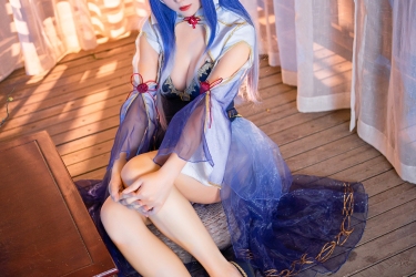 星之迟迟唯美清新美少女伊吹Cosplay 气质妹子古风紫纱旗袍写真照