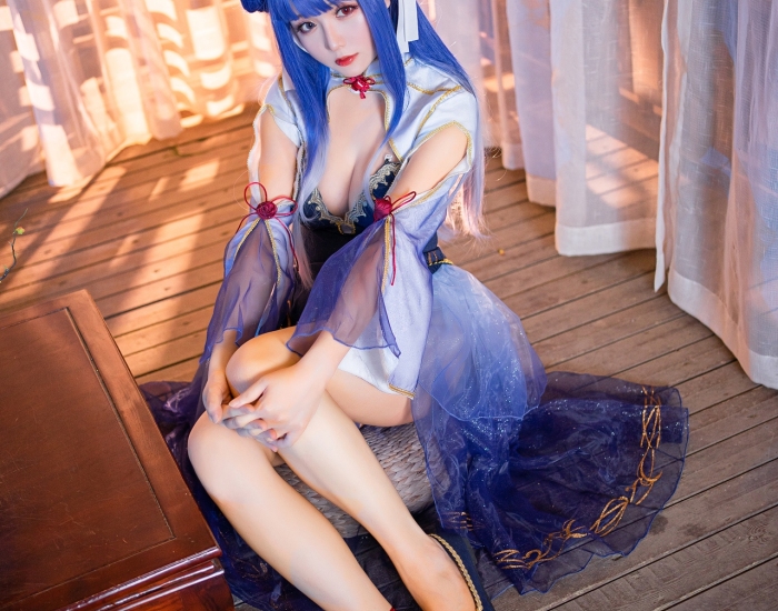 星之迟迟唯美清新美少女伊吹Cosplay 气质妹子古风紫纱旗袍写真照