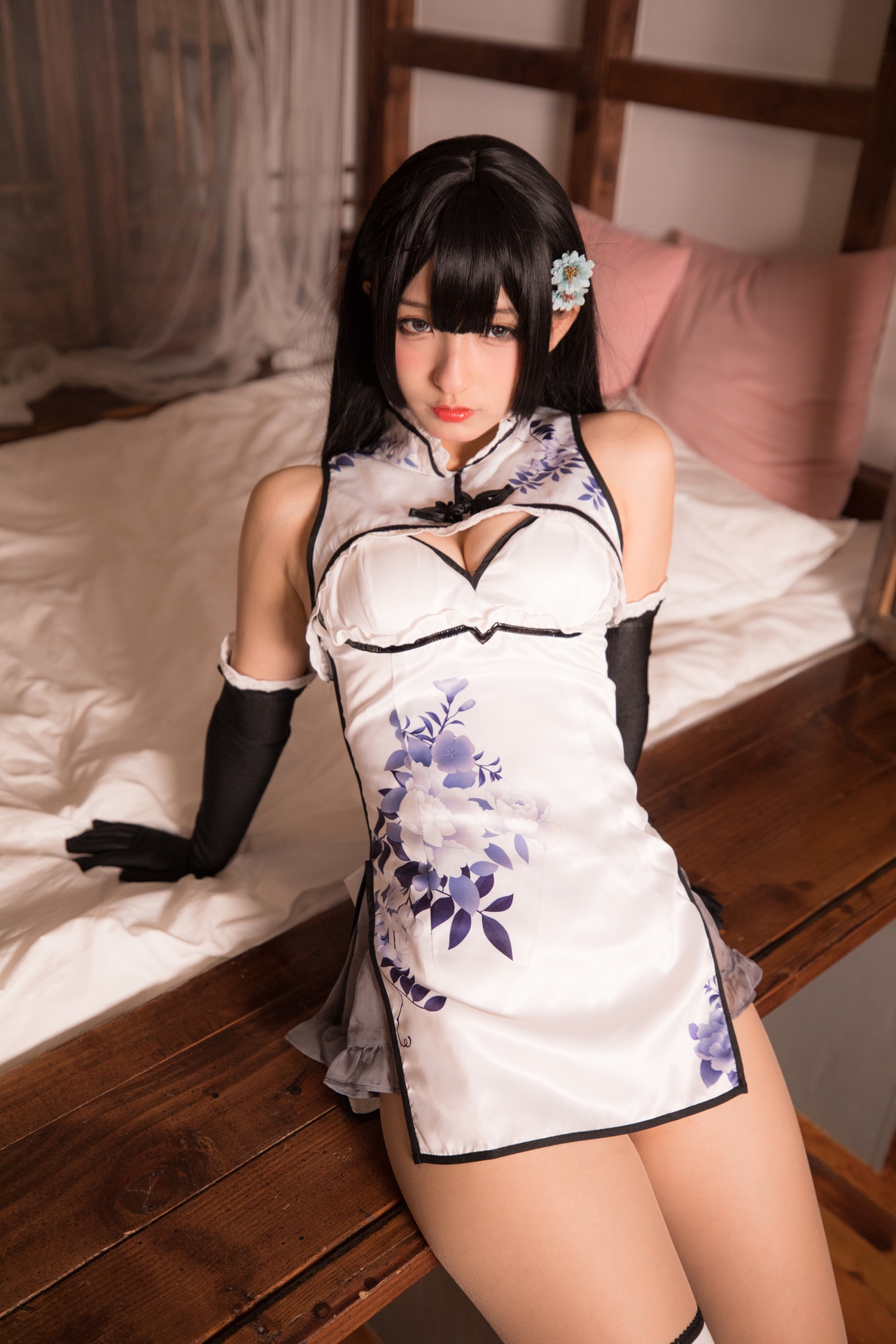 妩媚加身神楽坂真冬御姐儿艳娘幻梦谭系列瓶儿Cosplay 好看的黑色长发超短裙青花旗袍绝绝子肉丝修长美腿纯欲妹子