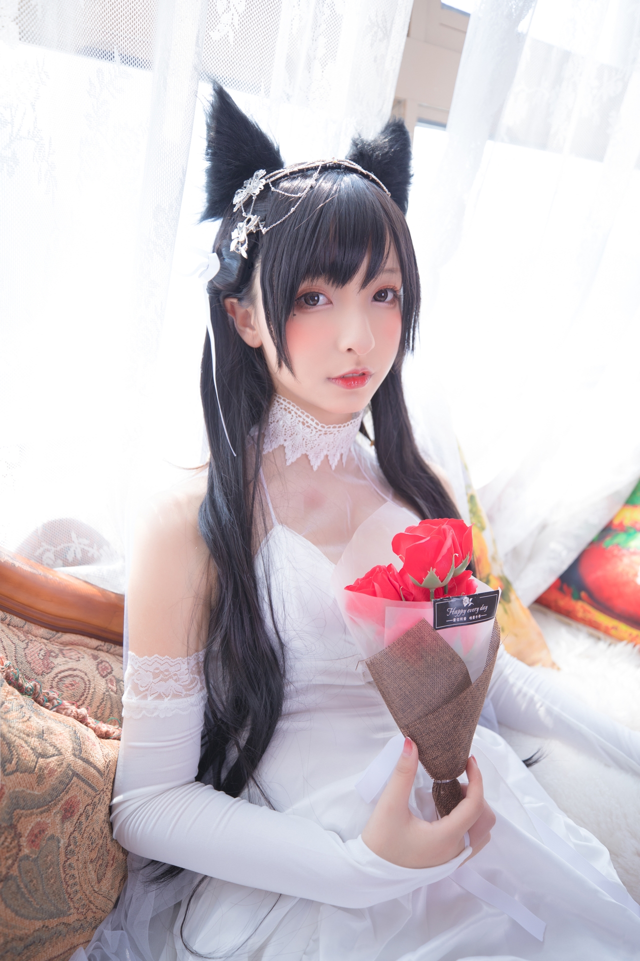 次元美少女神楽坂真冬极品Cosplay明日の花嫁写真 好看的纯欲可爱软萌系软妹子为你穿上类白色婚纱腿控白丝袜领域小仙女