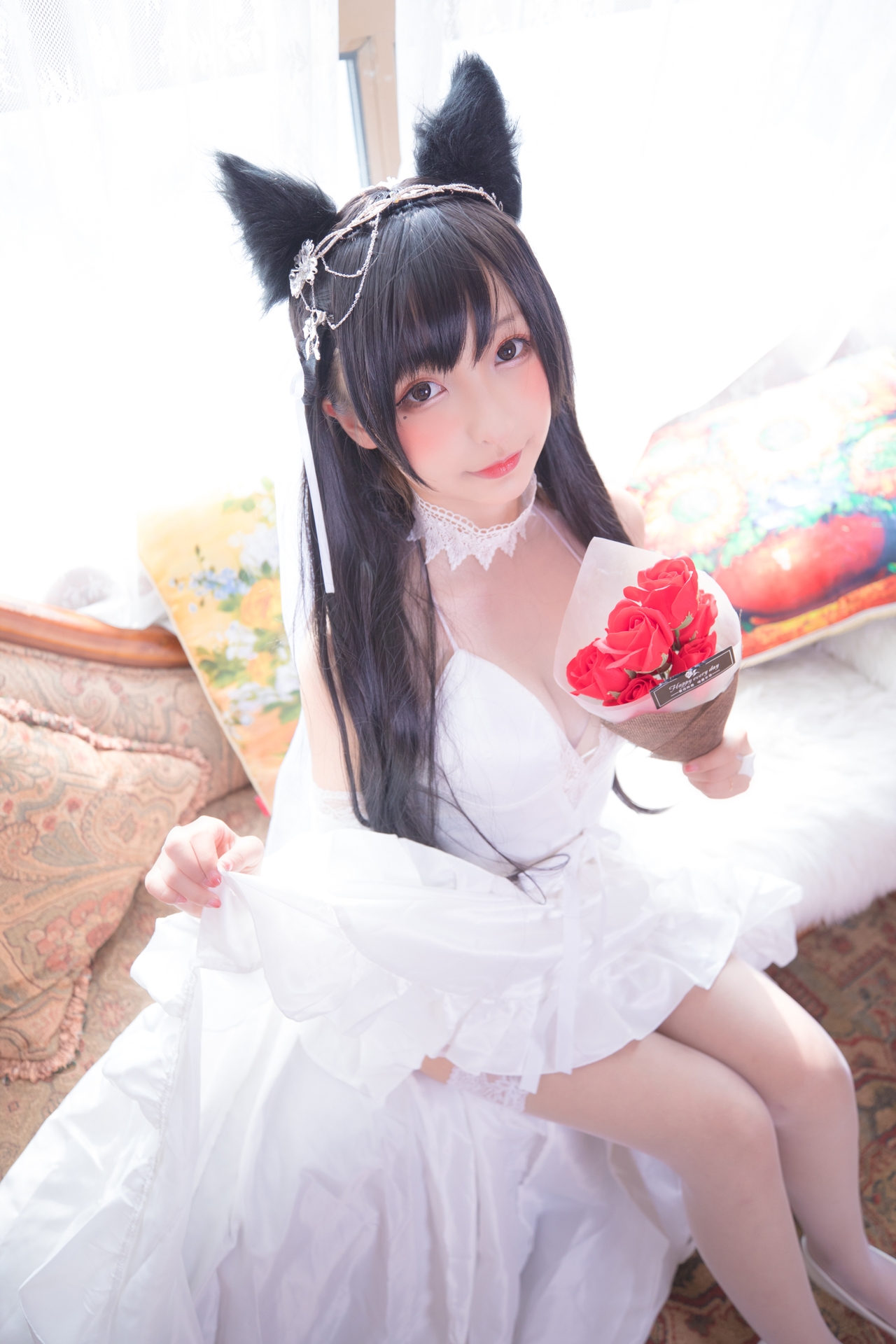 次元美少女神楽坂真冬极品Cosplay明日の花嫁写真 好看的纯欲可爱软萌系软妹子为你穿上类白色婚纱腿控白丝袜领域小仙女