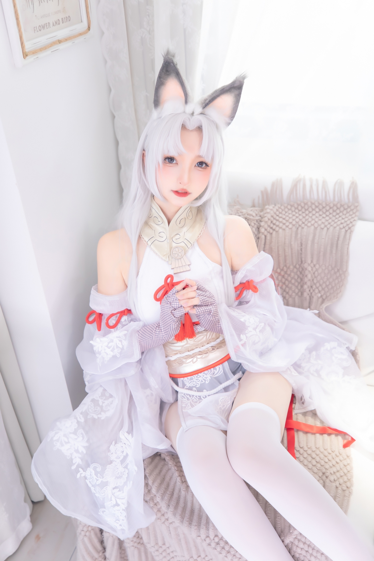 神楽坂真冬永劫无间Cosplay白丝胡桃 气质唯美妹子御宅罗梦胡桃美女图片照