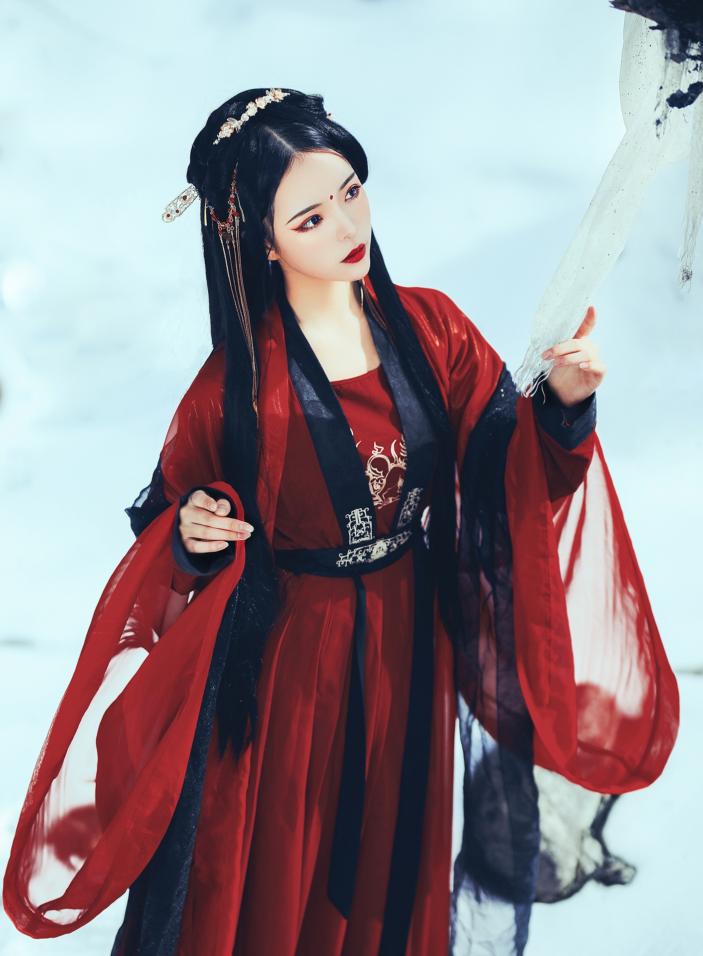 唯美清新美少女Panda_青卿一言诺红衣美女图 气质妹子古风汉服文化写真照