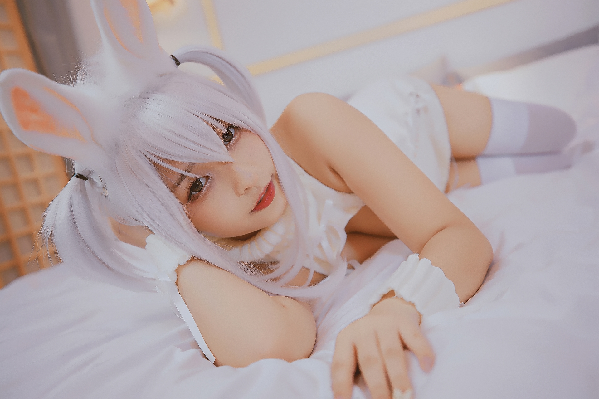 次元少女神楽坂真冬危険な耳兔娘Cosplay系列写真 好看的纯欲可爱软萌系软妹子白丝袜美腿小仙女