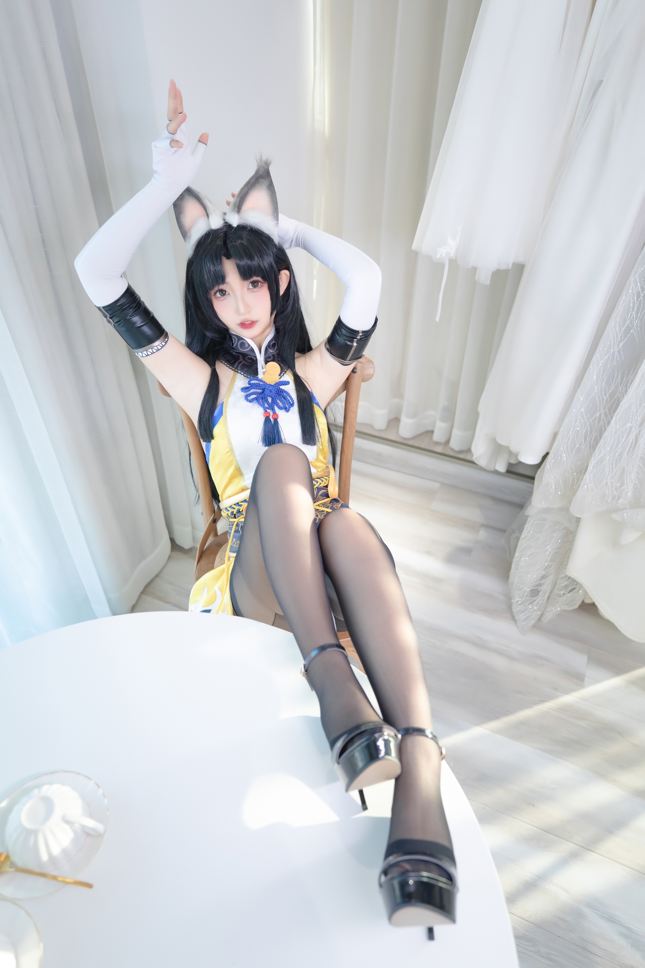 神楽坂真冬Cosplay永劫无间黑丝胡桃 妹子御宅花织唯美清新美少女图