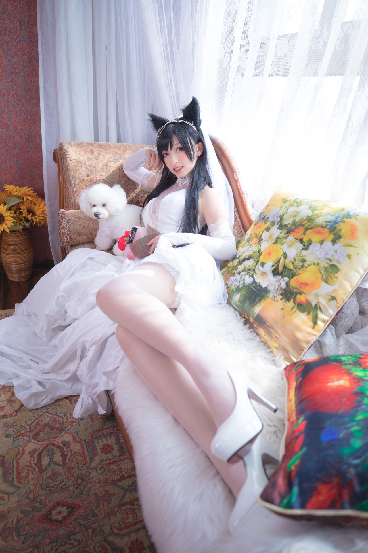 次元美少女神楽坂真冬极品Cosplay明日の花嫁写真 好看的纯欲可爱软萌系软妹子为你穿上类白色婚纱腿控白丝袜领域小仙女