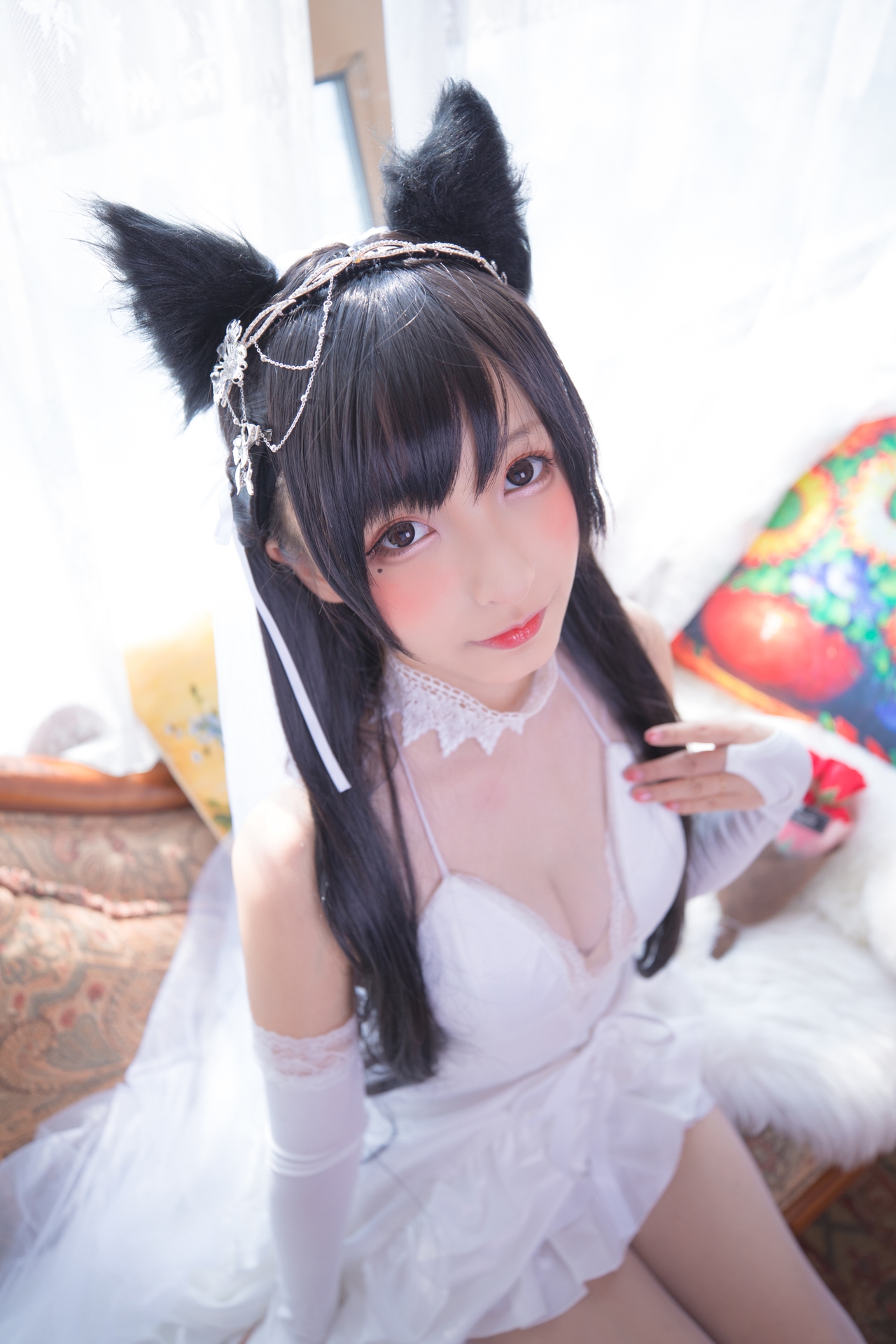 次元美少女神楽坂真冬极品Cosplay明日の花嫁写真 好看的纯欲可爱软萌系软妹子为你穿上类白色婚纱腿控白丝袜领域小仙女