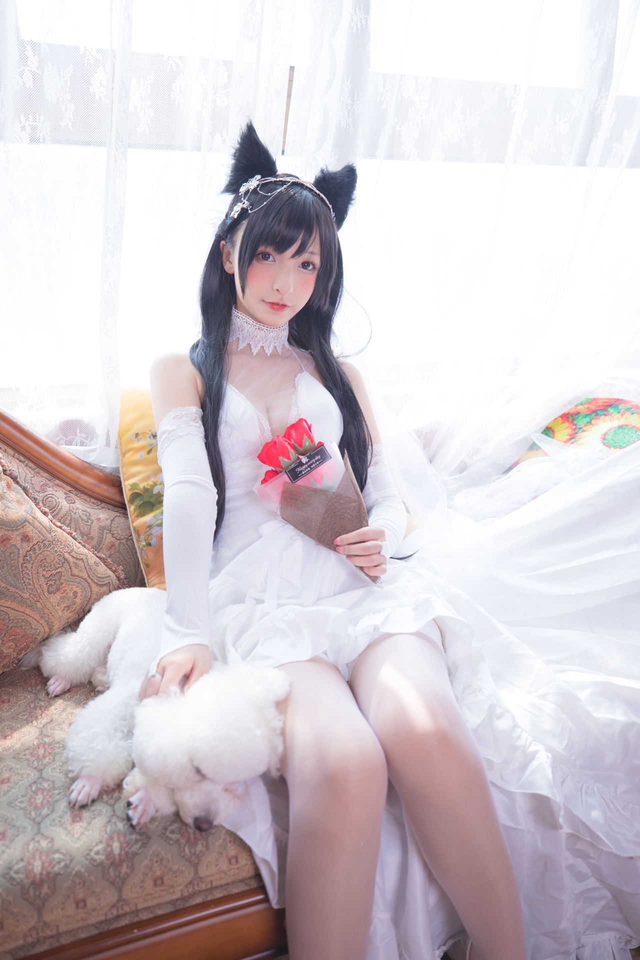 次元美少女神楽坂真冬极品Cosplay明日の花嫁写真 好看的纯欲可爱软萌系软妹子为你穿上类白色婚纱腿控白丝袜领域小仙女