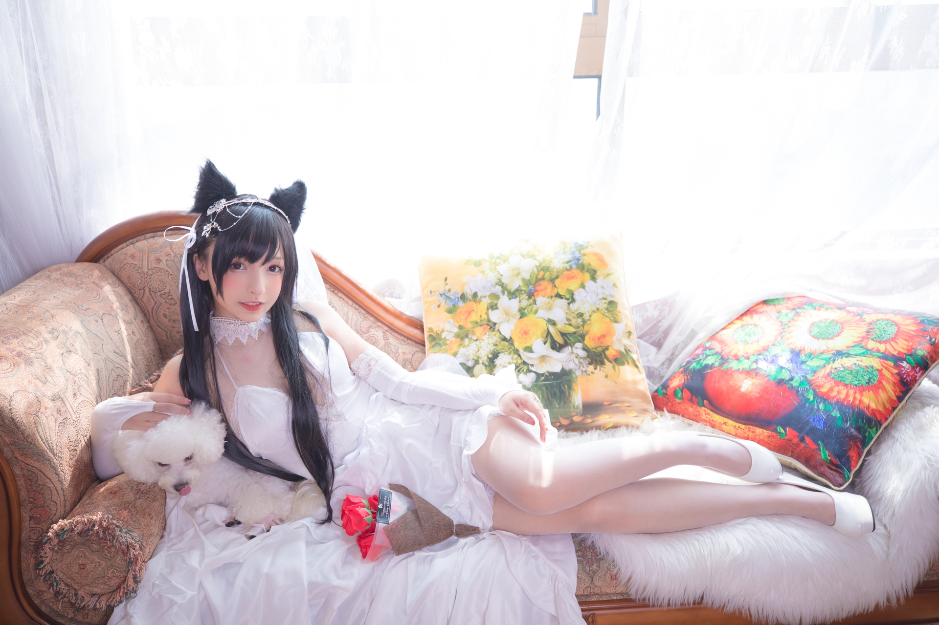 次元美少女神楽坂真冬极品Cosplay明日の花嫁写真 好看的纯欲可爱软萌系软妹子为你穿上类白色婚纱腿控白丝袜领域小仙女