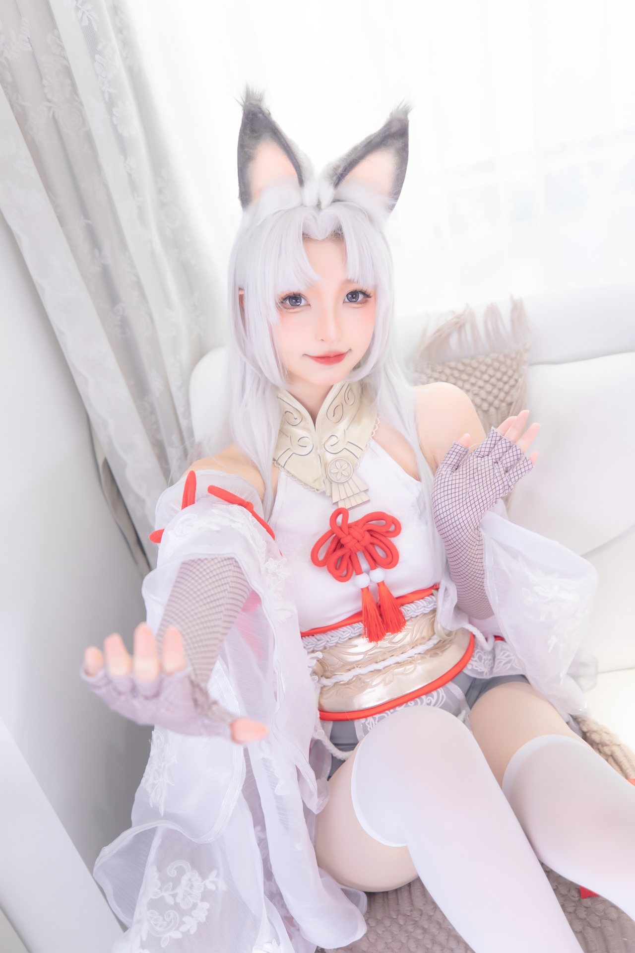 神楽坂真冬永劫无间Cosplay白丝胡桃 气质唯美妹子御宅罗梦胡桃美女图片照