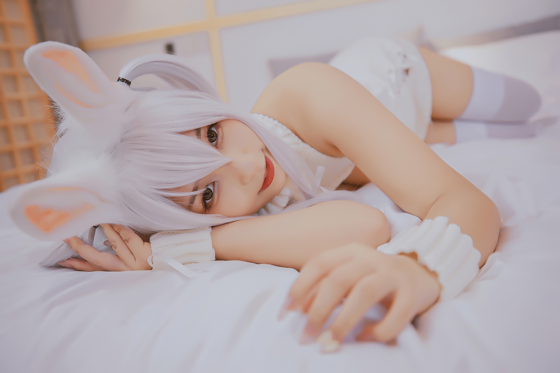 次元少女神楽坂真冬危険な耳兔娘Cosplay系列写真 好看的纯欲可爱软萌系软妹子白丝袜美腿小仙女