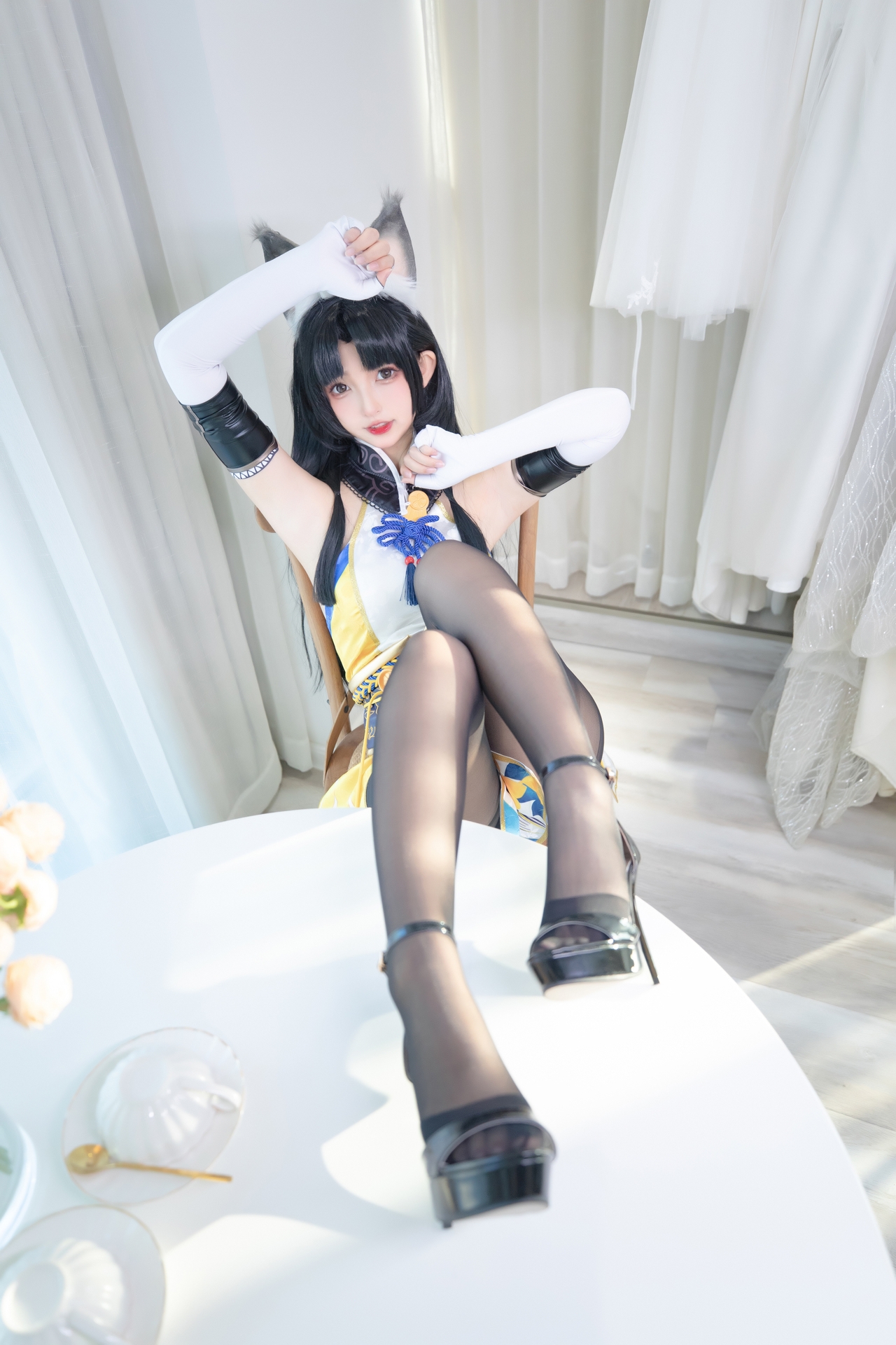 神楽坂真冬Cosplay永劫无间黑丝胡桃 妹子御宅花织唯美清新美少女图