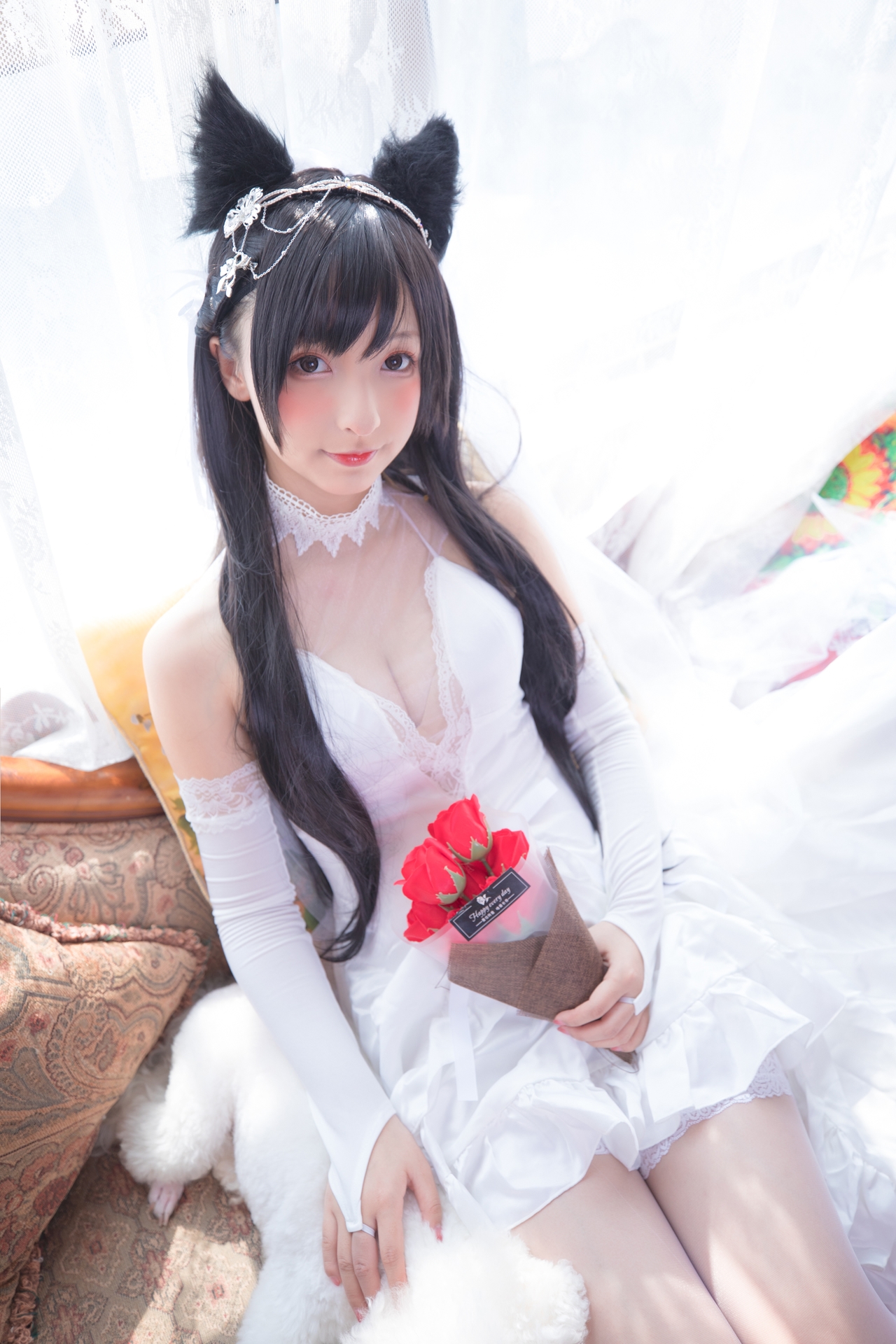 次元美少女神楽坂真冬极品Cosplay明日の花嫁写真 好看的纯欲可爱软萌系软妹子为你穿上类白色婚纱腿控白丝袜领域小仙女