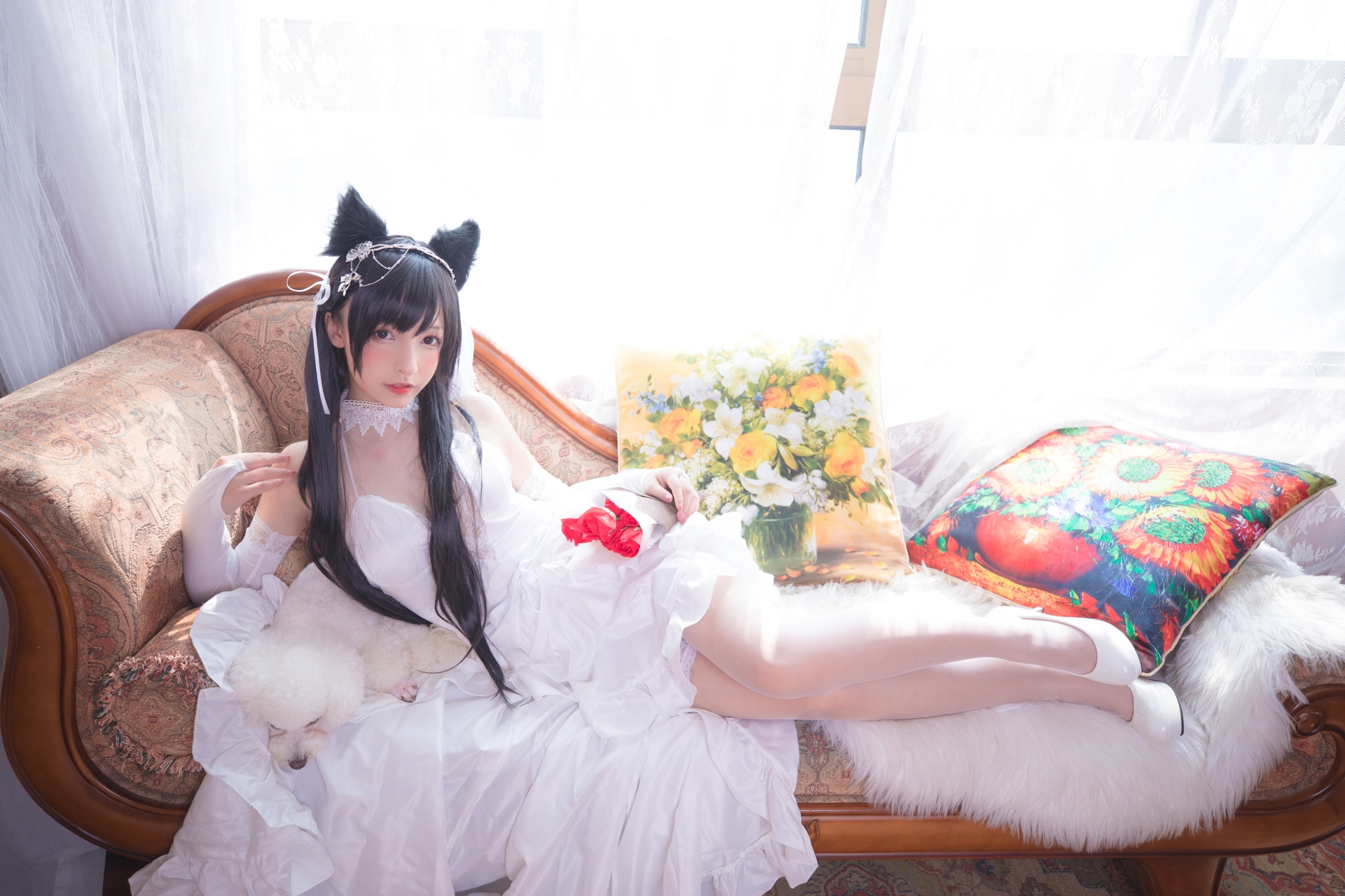 次元美少女神楽坂真冬极品Cosplay明日の花嫁写真 好看的纯欲可爱软萌系软妹子为你穿上类白色婚纱腿控白丝袜领域小仙女