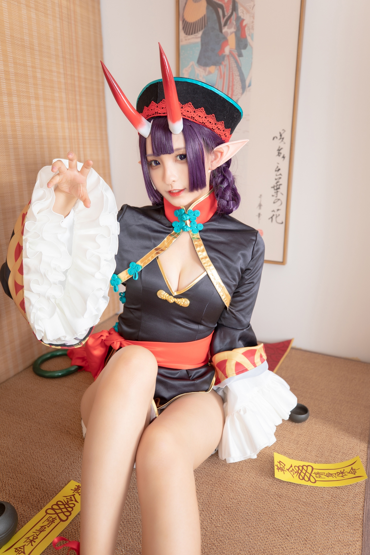 神楽坂真冬美少女果実の酒気果脚酒吞Cosplay 好看的可爱软萌系软妹子僵尸超短裙修长大白腿一符定你心