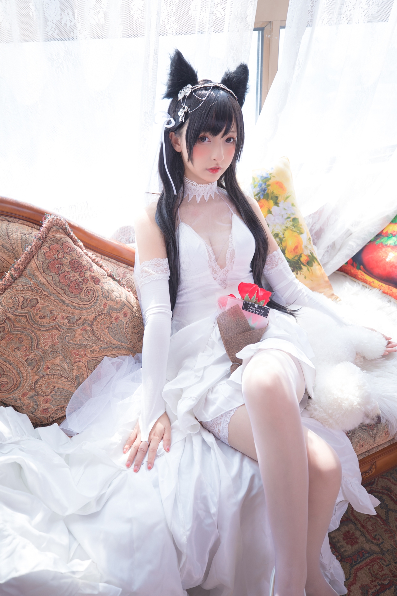 次元美少女神楽坂真冬极品Cosplay明日の花嫁写真 好看的纯欲可爱软萌系软妹子为你穿上类白色婚纱腿控白丝袜领域小仙女