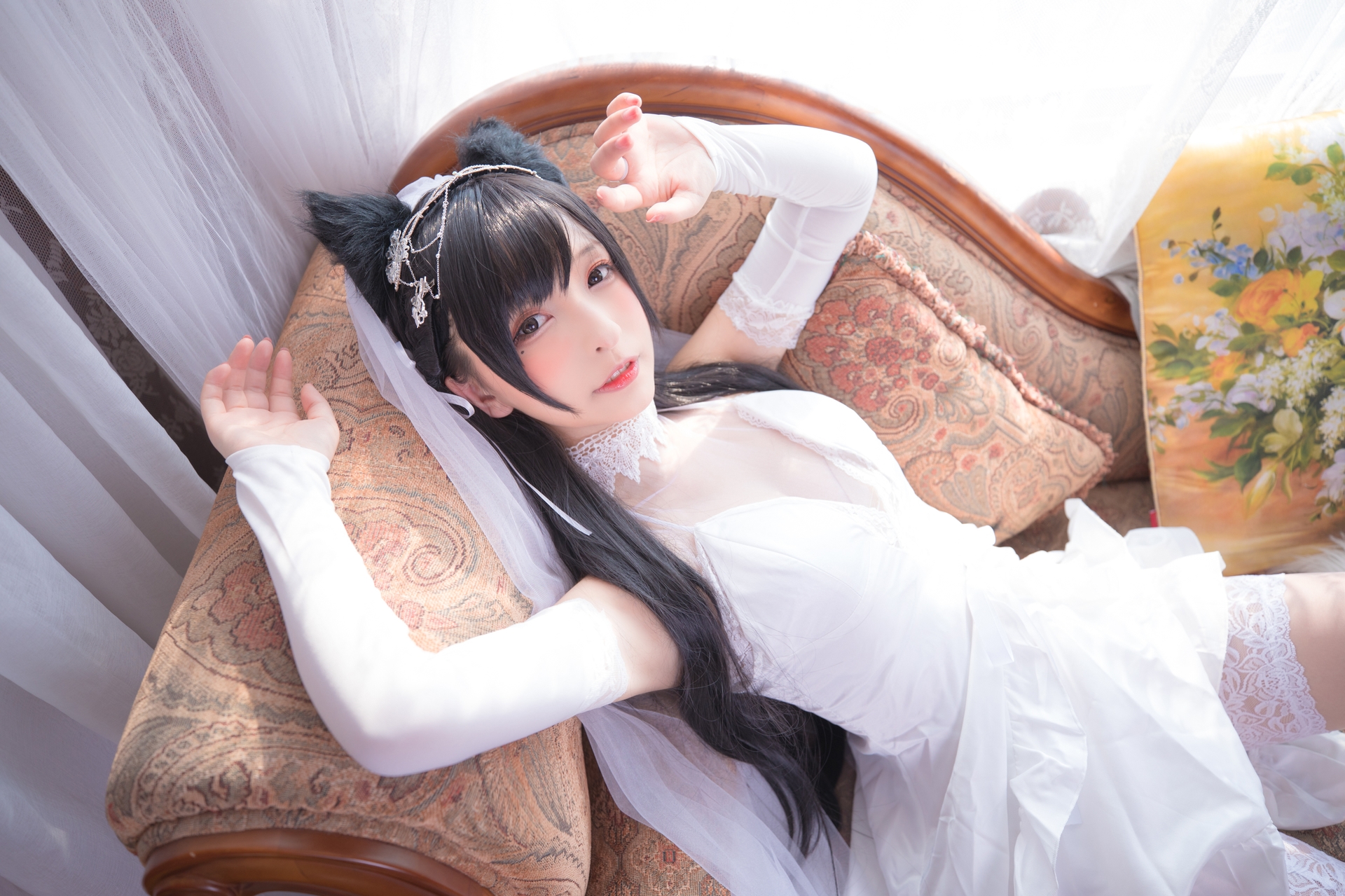 次元美少女神楽坂真冬极品Cosplay明日の花嫁写真 好看的纯欲可爱软萌系软妹子为你穿上类白色婚纱腿控白丝袜领域小仙女