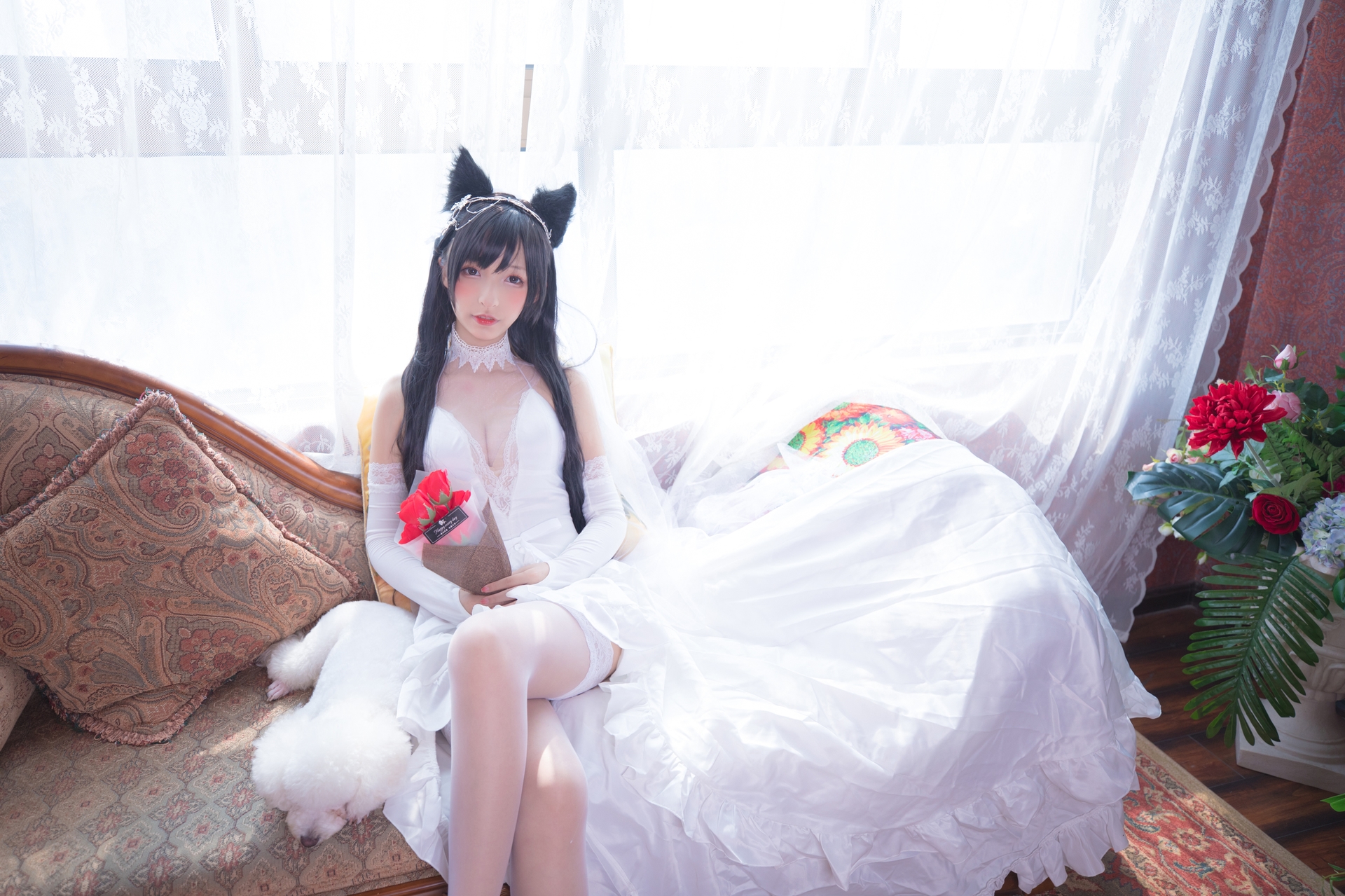 次元美少女神楽坂真冬极品Cosplay明日の花嫁写真 好看的纯欲可爱软萌系软妹子为你穿上类白色婚纱腿控白丝袜领域小仙女