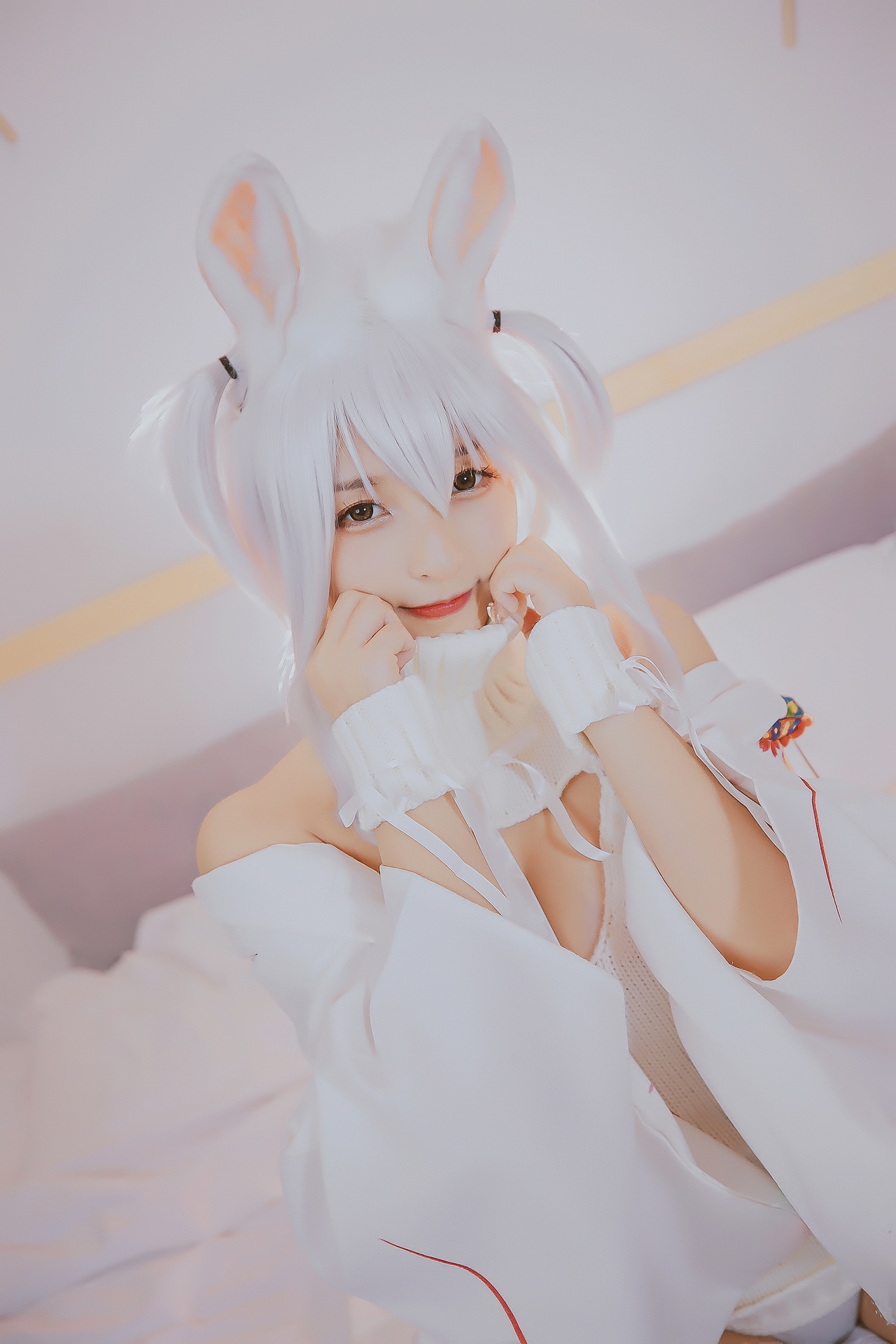 次元少女神楽坂真冬危険な耳兔娘Cosplay系列写真 好看的纯欲可爱软萌系软妹子白丝袜美腿小仙女