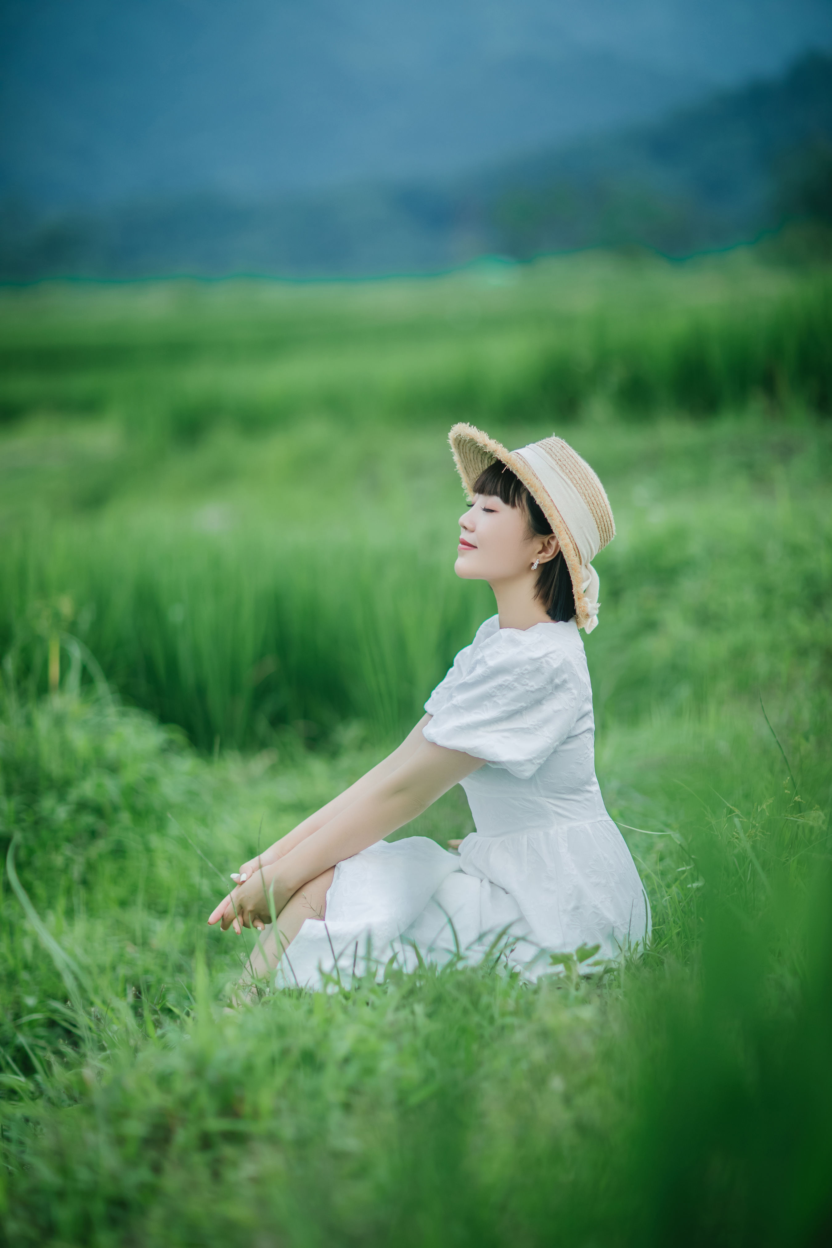 夏天的稻田 小清新 养眼 精美 女生 夏天