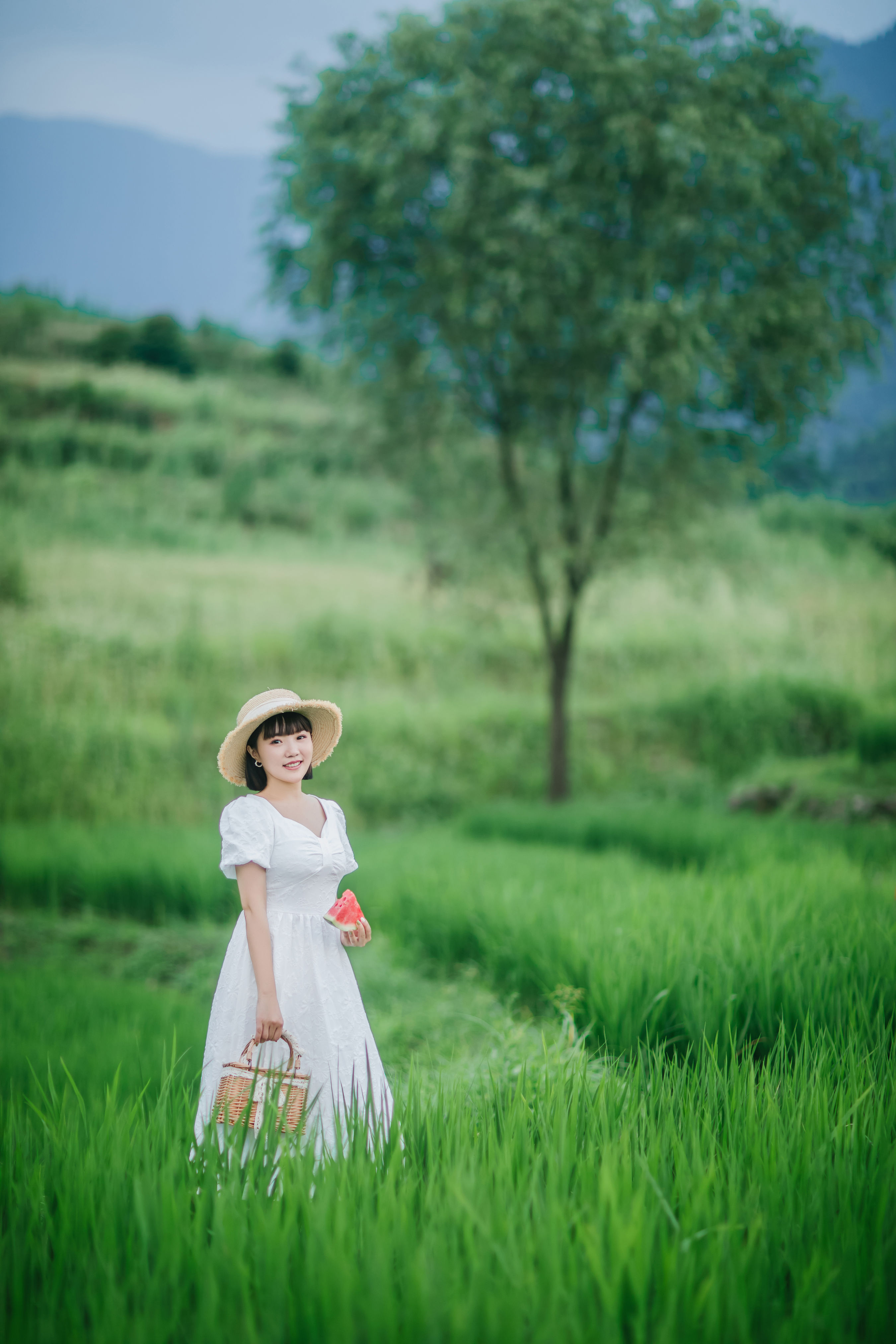 夏天的稻田 小清新 养眼 精美 女生 夏天