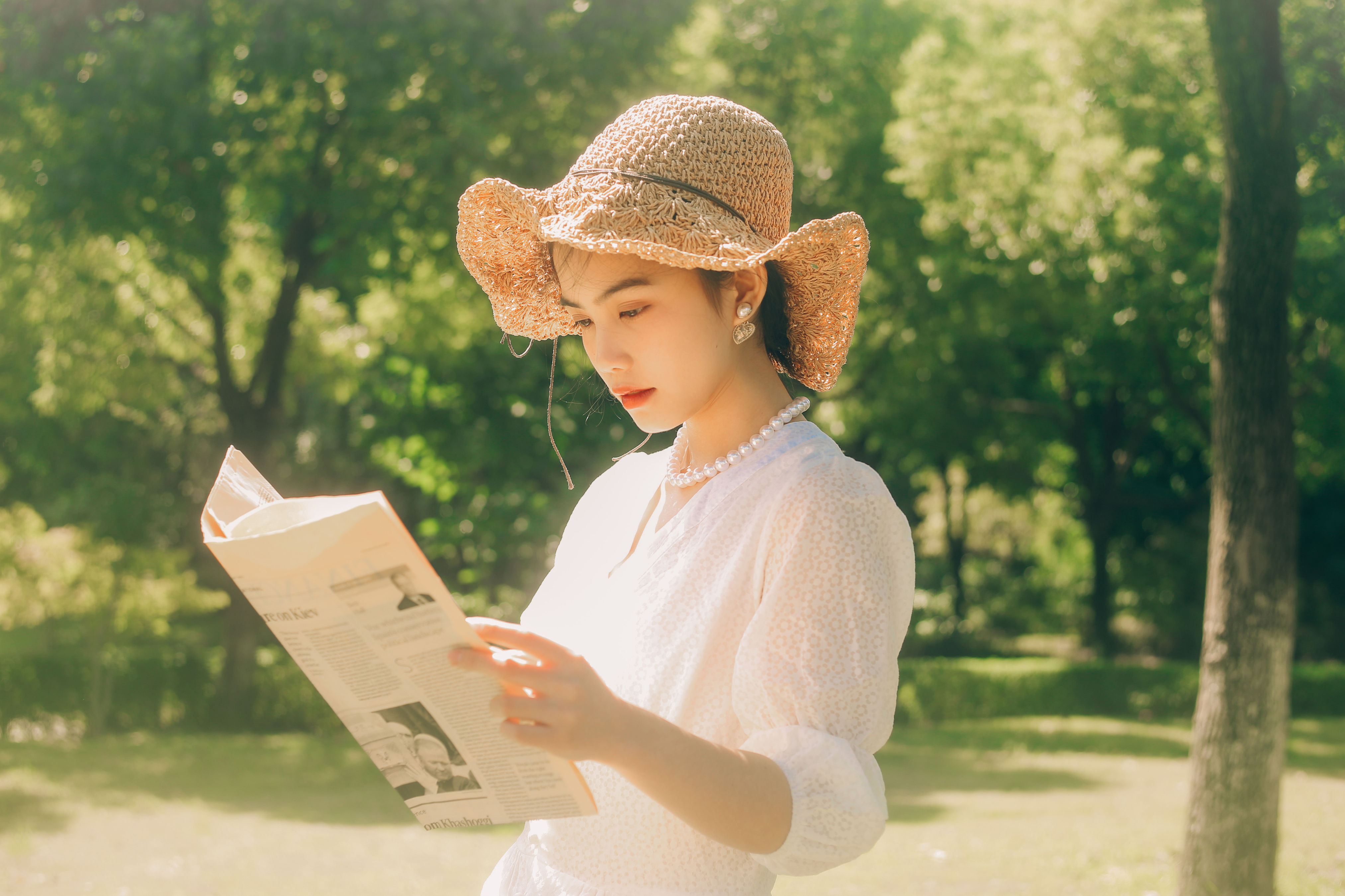 绿罗裙 唯美 治愈系 小清新 漂亮 文艺 优美 花 少女