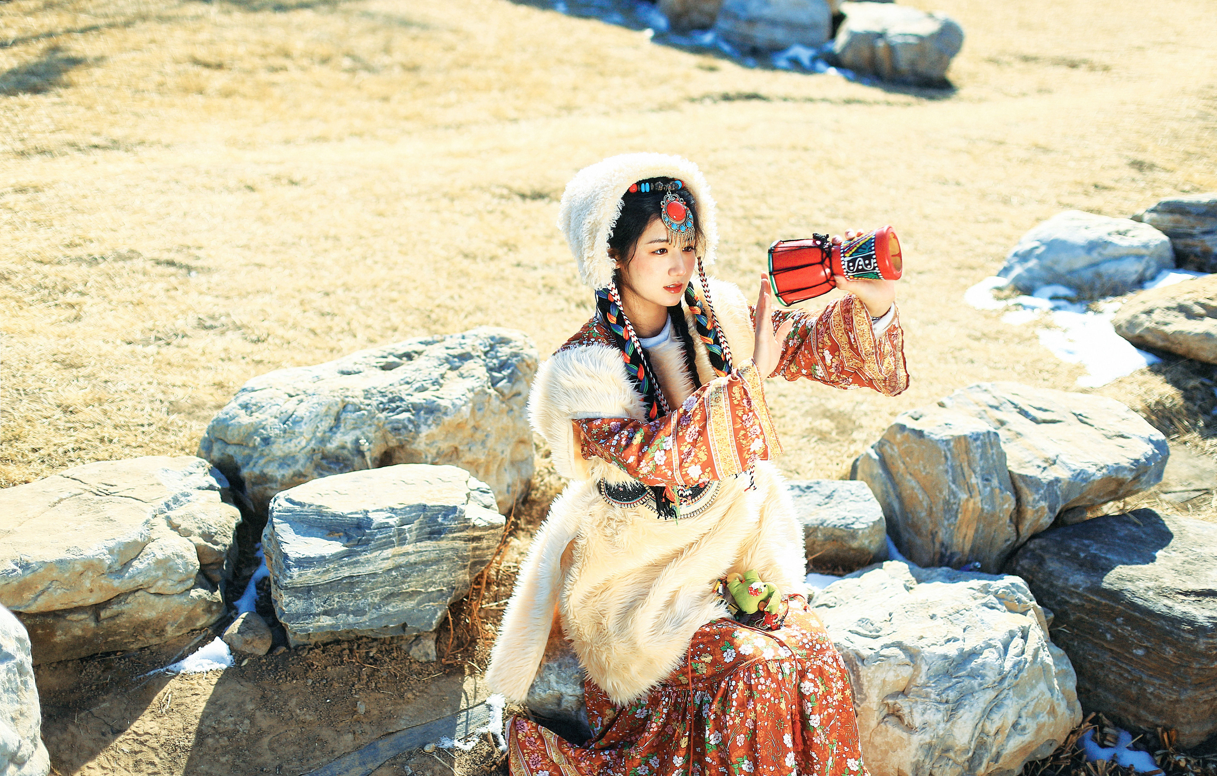 格桑花 精美 雪景 冬天 民族风 西藏美女