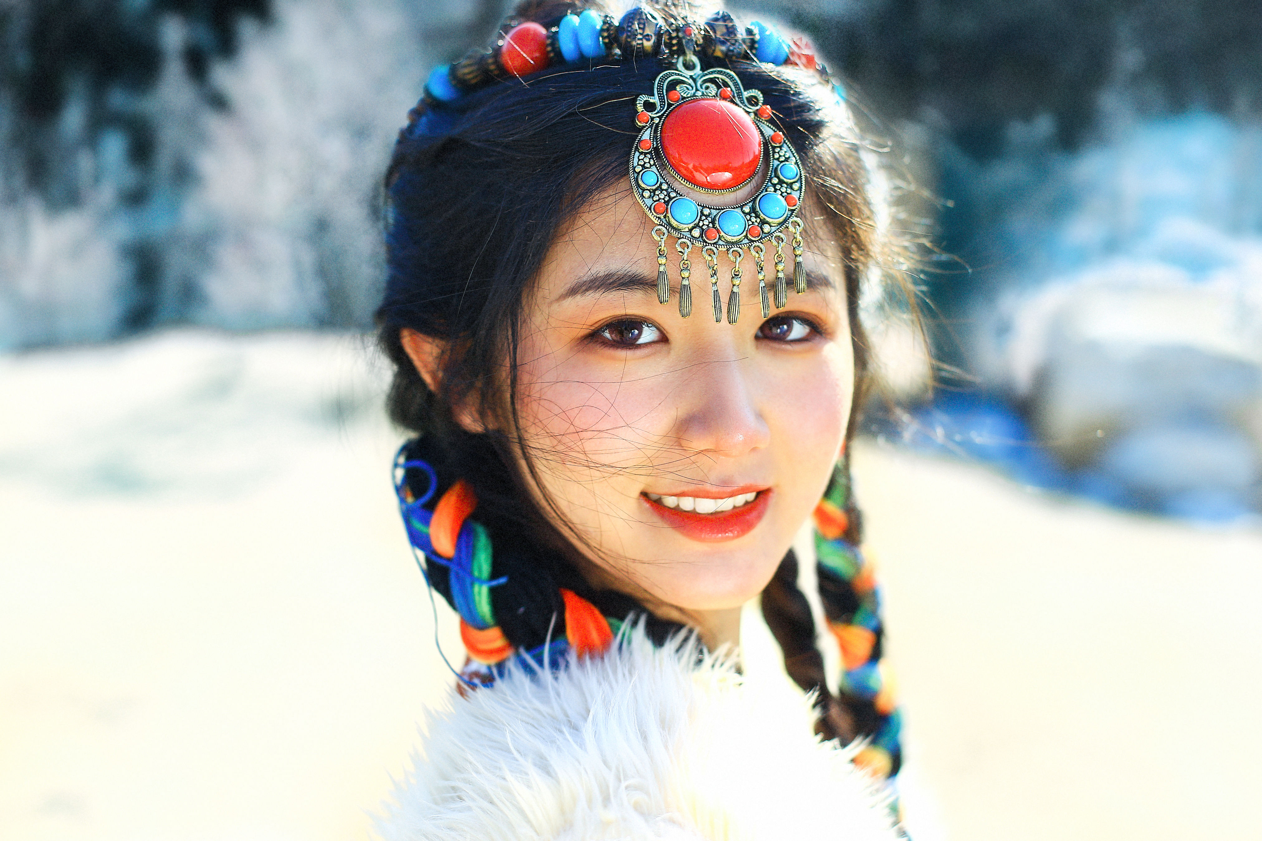 格桑花 精美 雪景 冬天 民族风 西藏美女