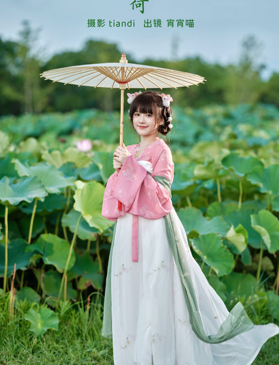 荷 荷花 少女 汉服 小清新 古装 写真 可爱