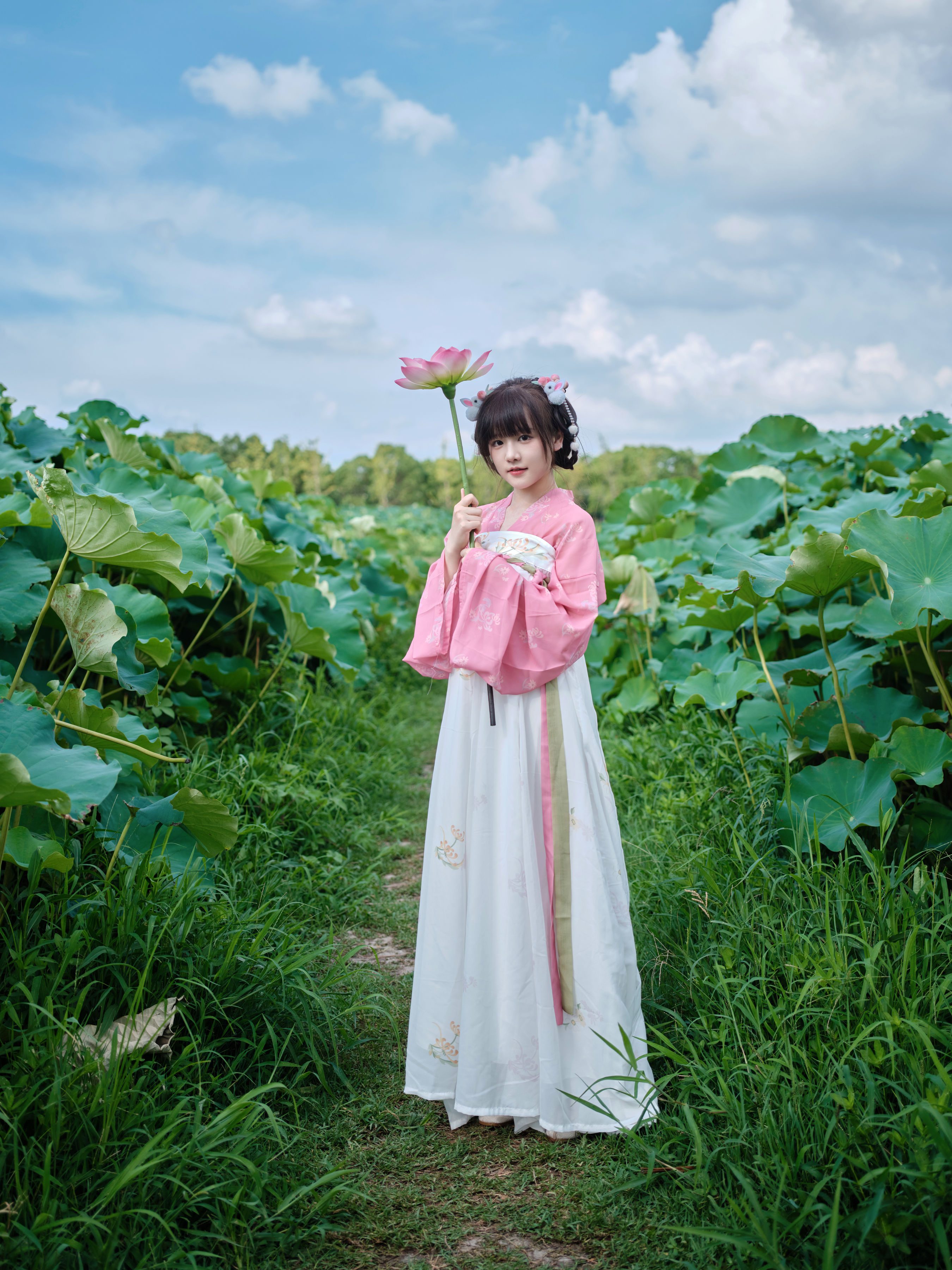 荷 荷花 少女 汉服 小清新 古装 写真 可爱