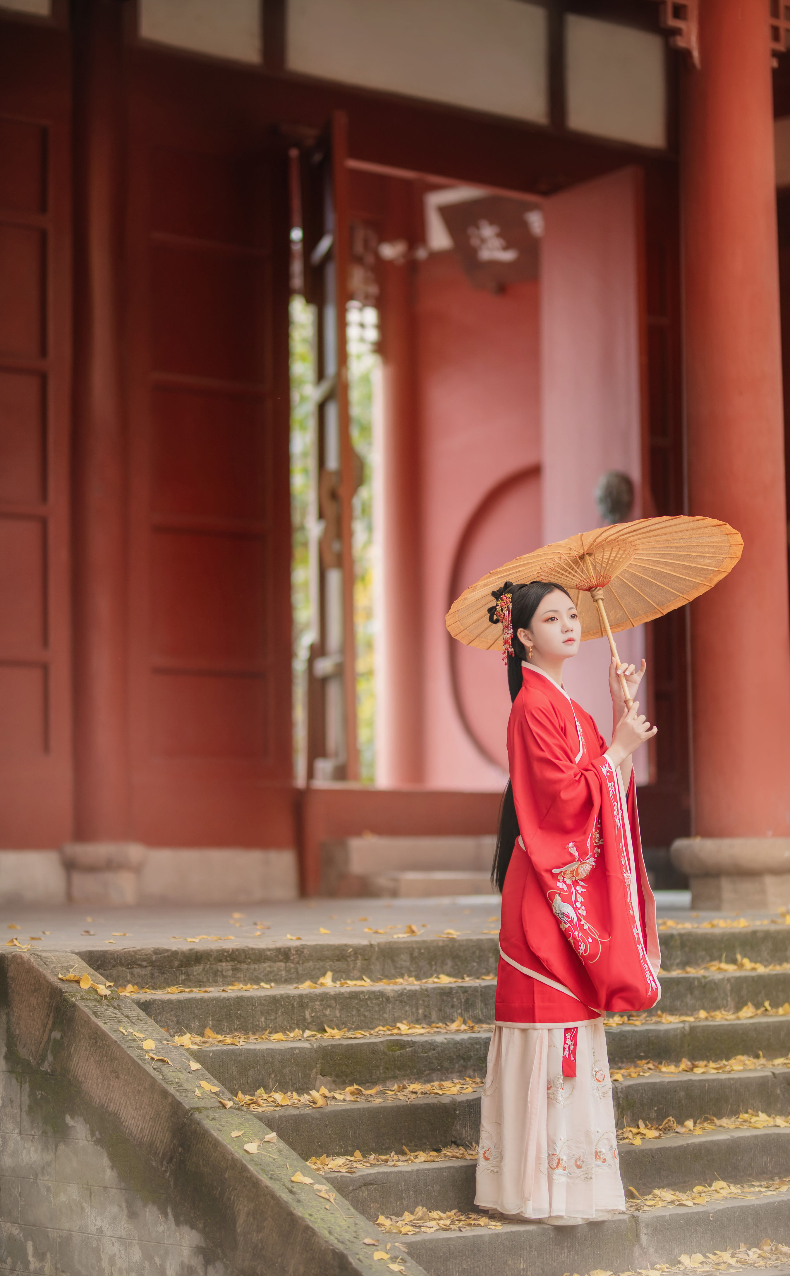 秋风寄信来 古风 汉服 少女 精美 优美 秋天