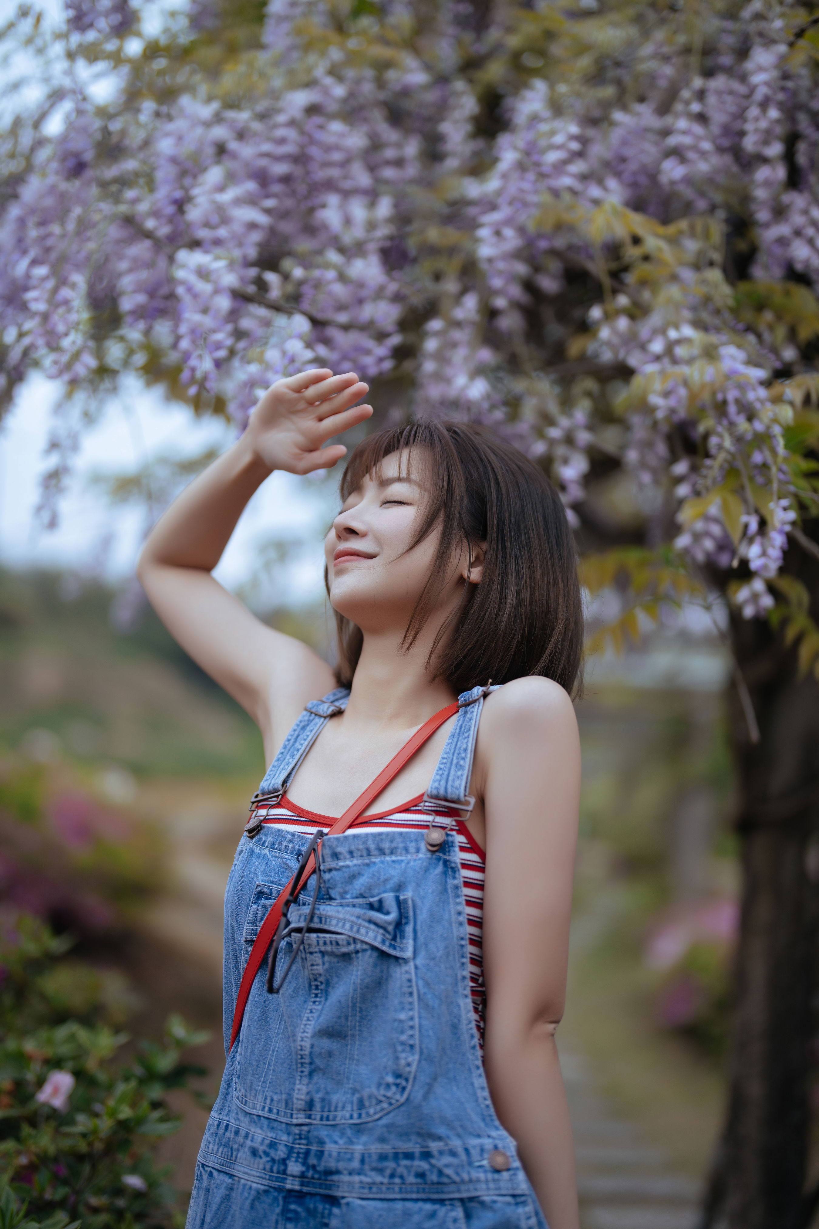 紫藤花开，日系甜妹 日系 清纯 可爱 妹子 花 写真