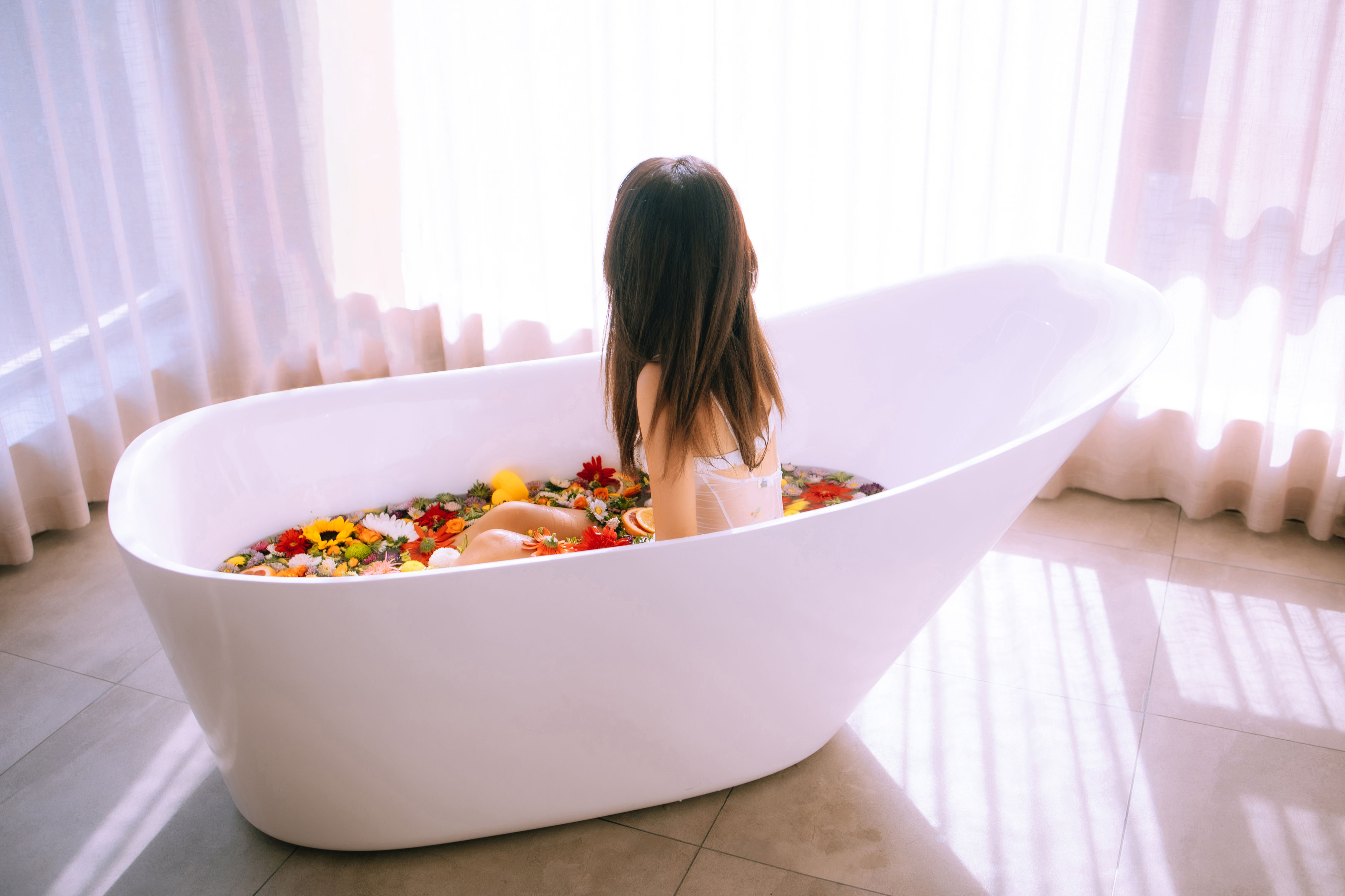 浴缸鲜花少女 美女 写真 人像 少女