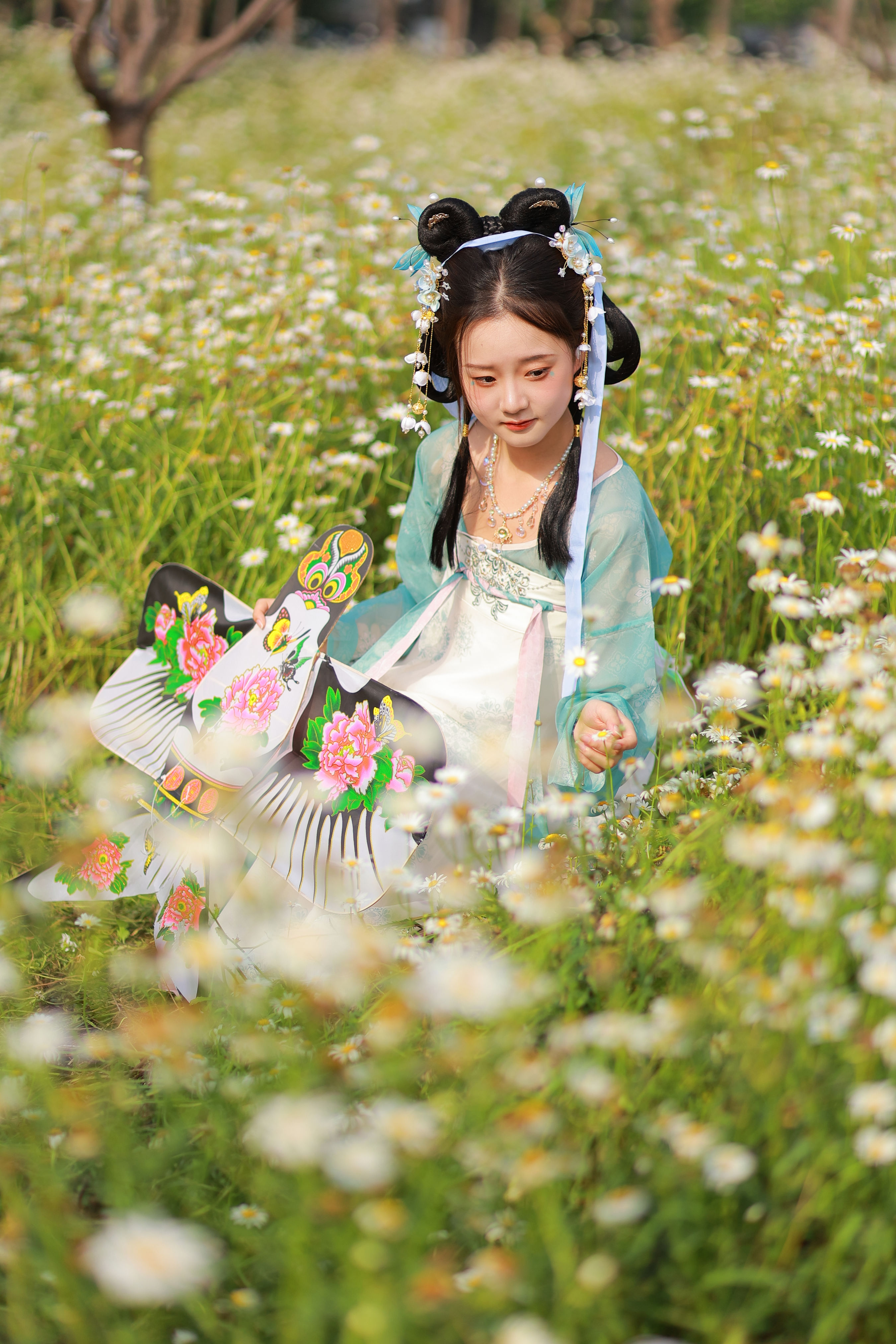 雏菊少女 少女 花 可爱 汉服 小仙女 写真 古装