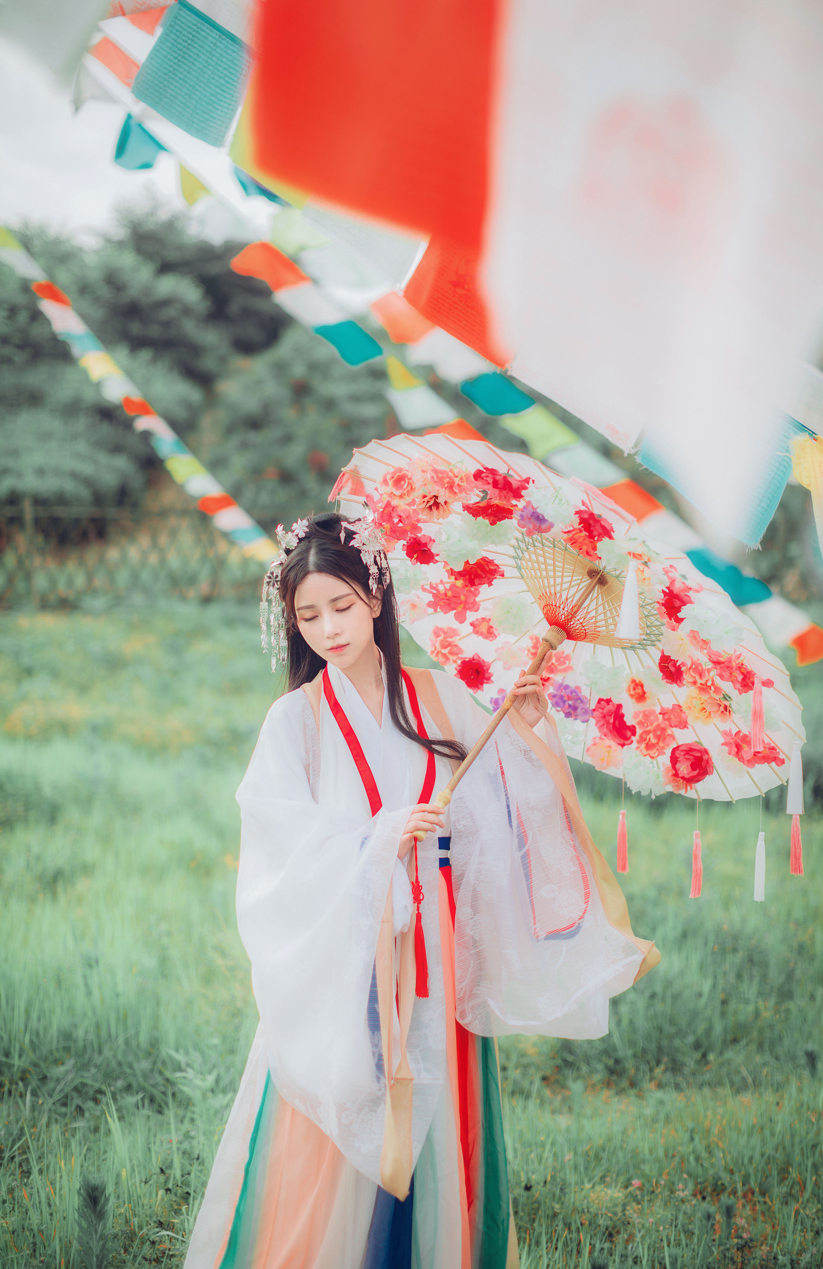 花神泪 花 古代 姑娘 古风 美图 小仙女 少女 清纯 小清新 绿色 优美