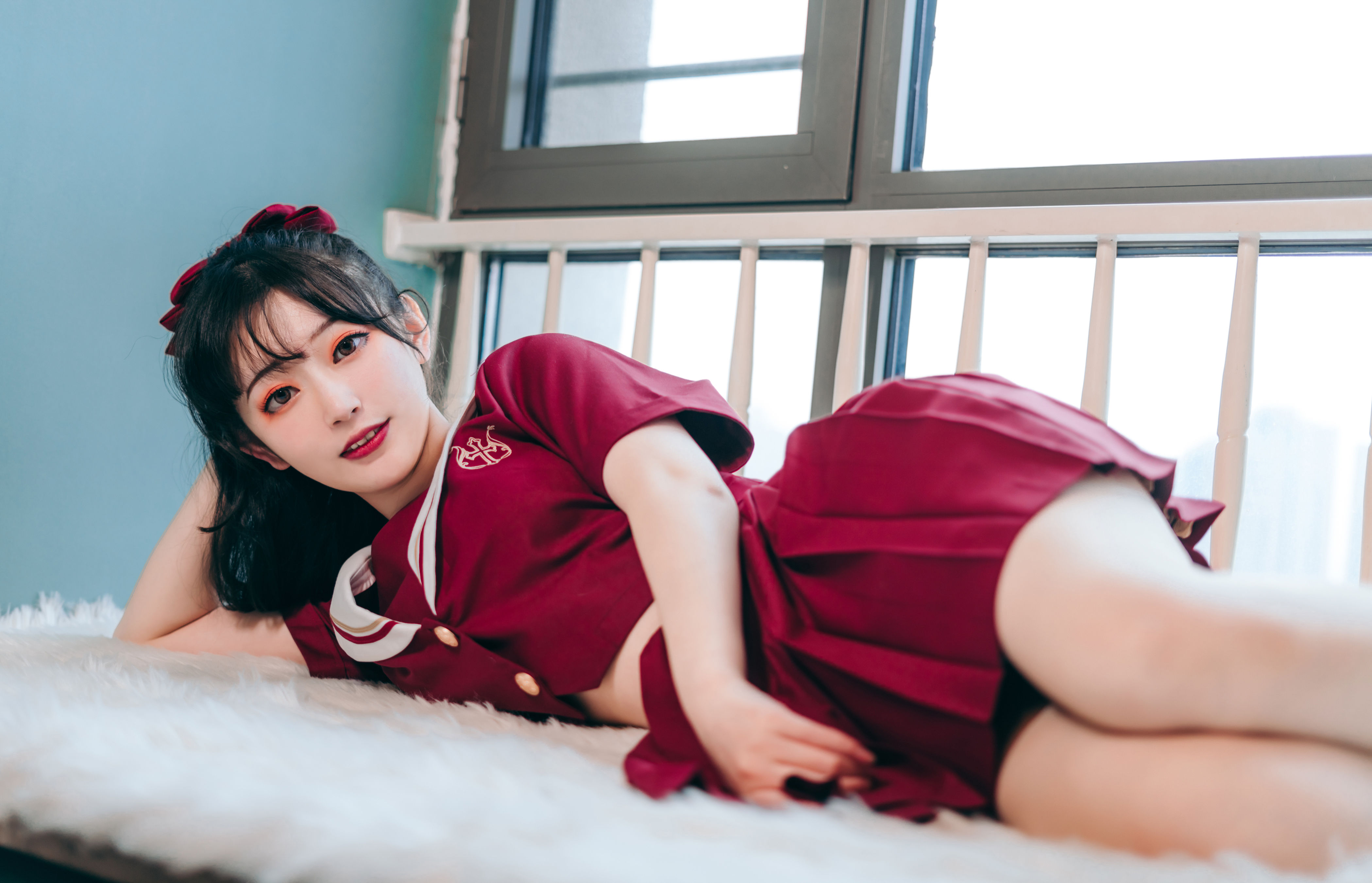 红色JK JK 二次元 美少女 写真 妹子 制服