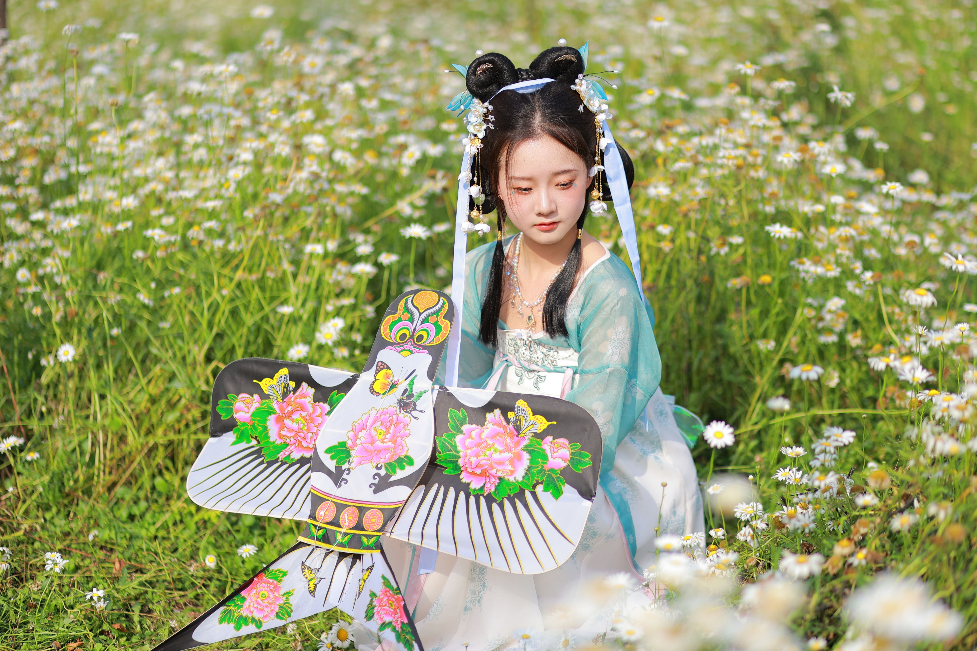 雏菊少女 少女 花 可爱 汉服 小仙女 写真 古装