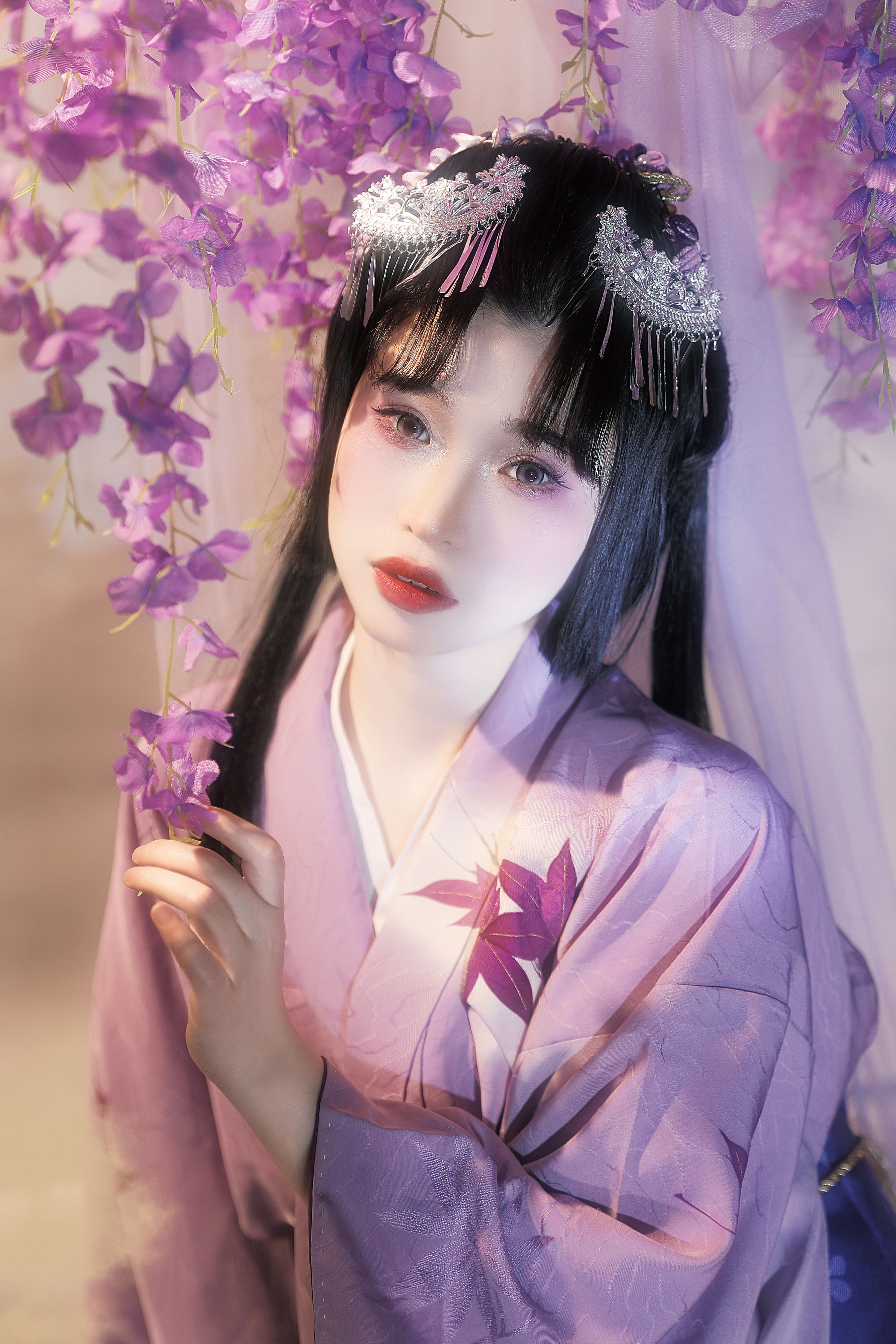 紫藤花妖 Cosplay 和服 非主流 妖姬 花