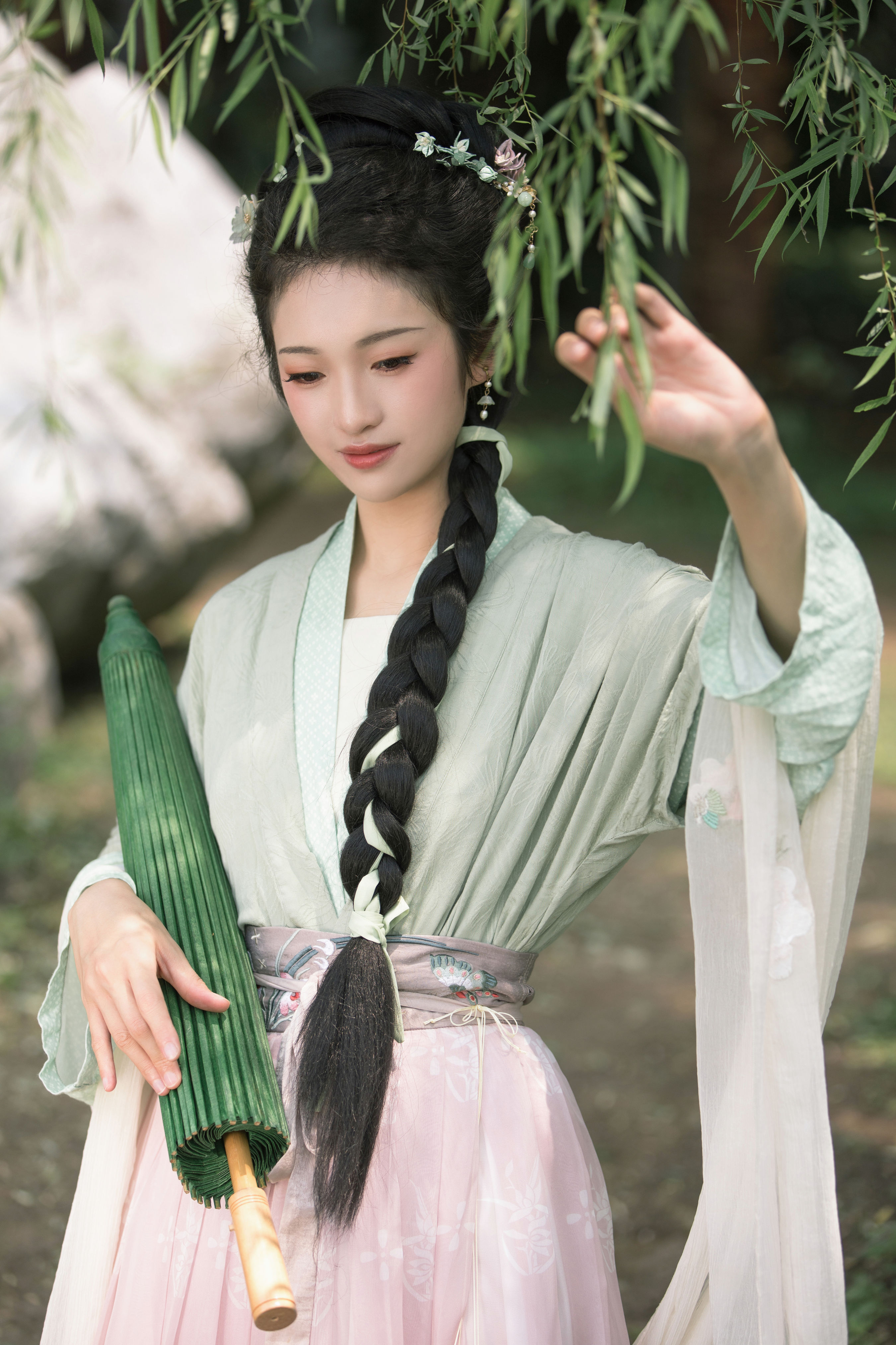 望江南 古风 小姐姐 汉服 写真 江南 绿色 优美