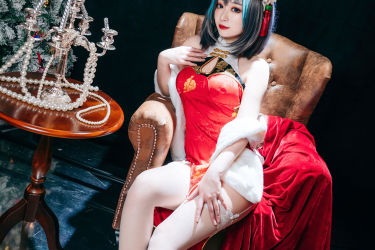 柴郡旗袍 Cosplay 旗袍 少女 二次元 写真