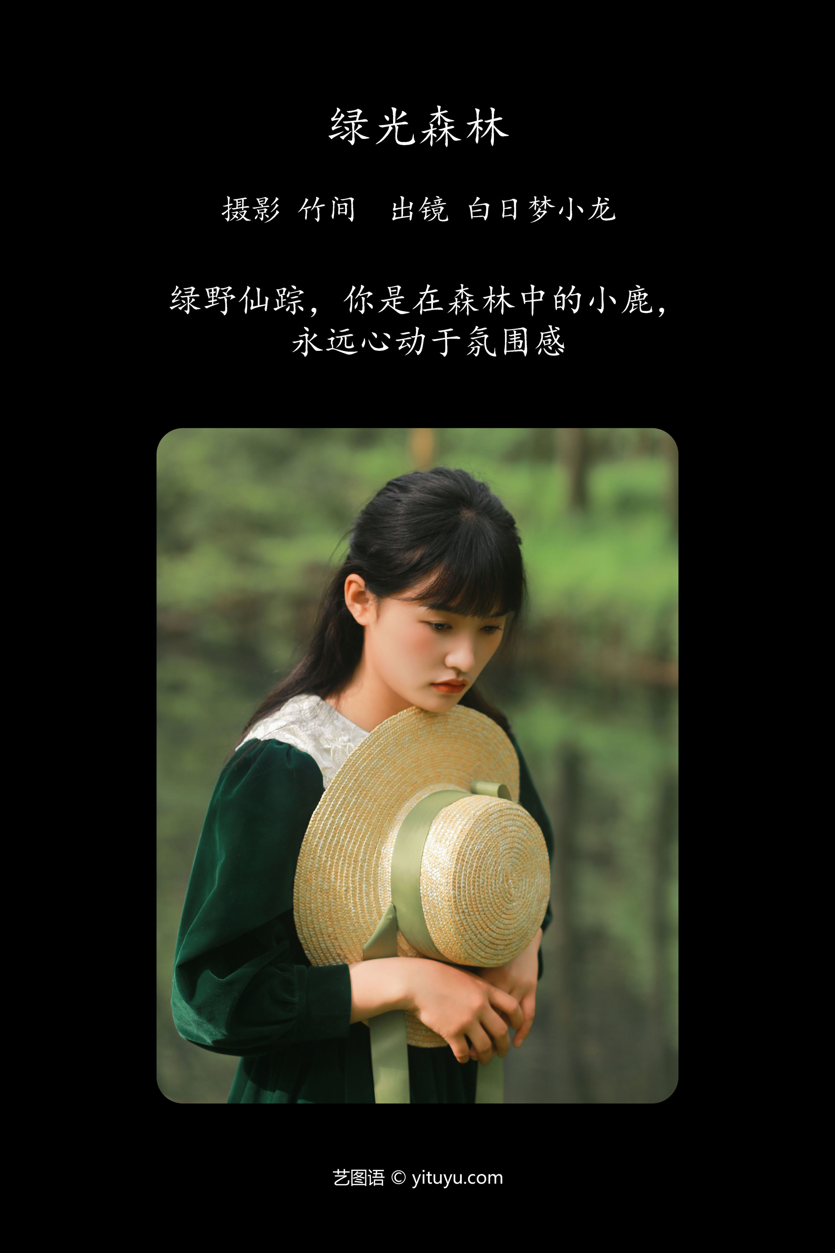 绿光森林 森系 树林 绿色 清纯 少女