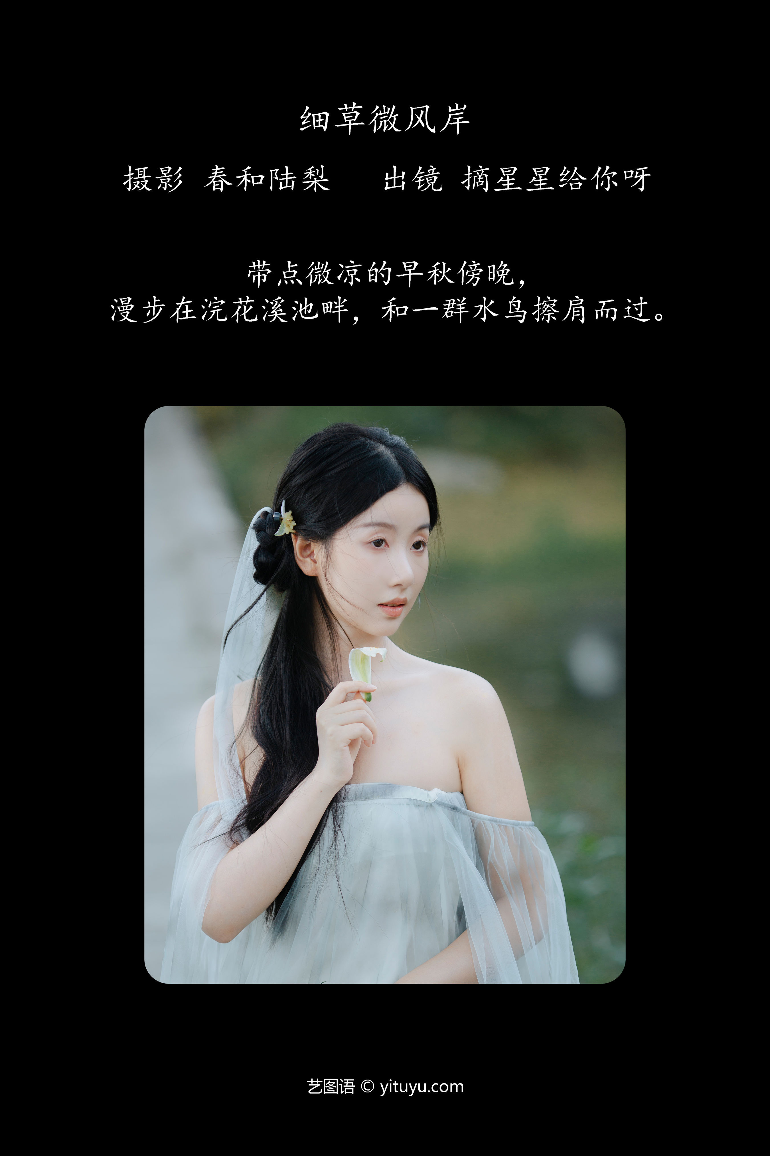 细草微风岸 绝色 小清新 小姐姐 花 唯美