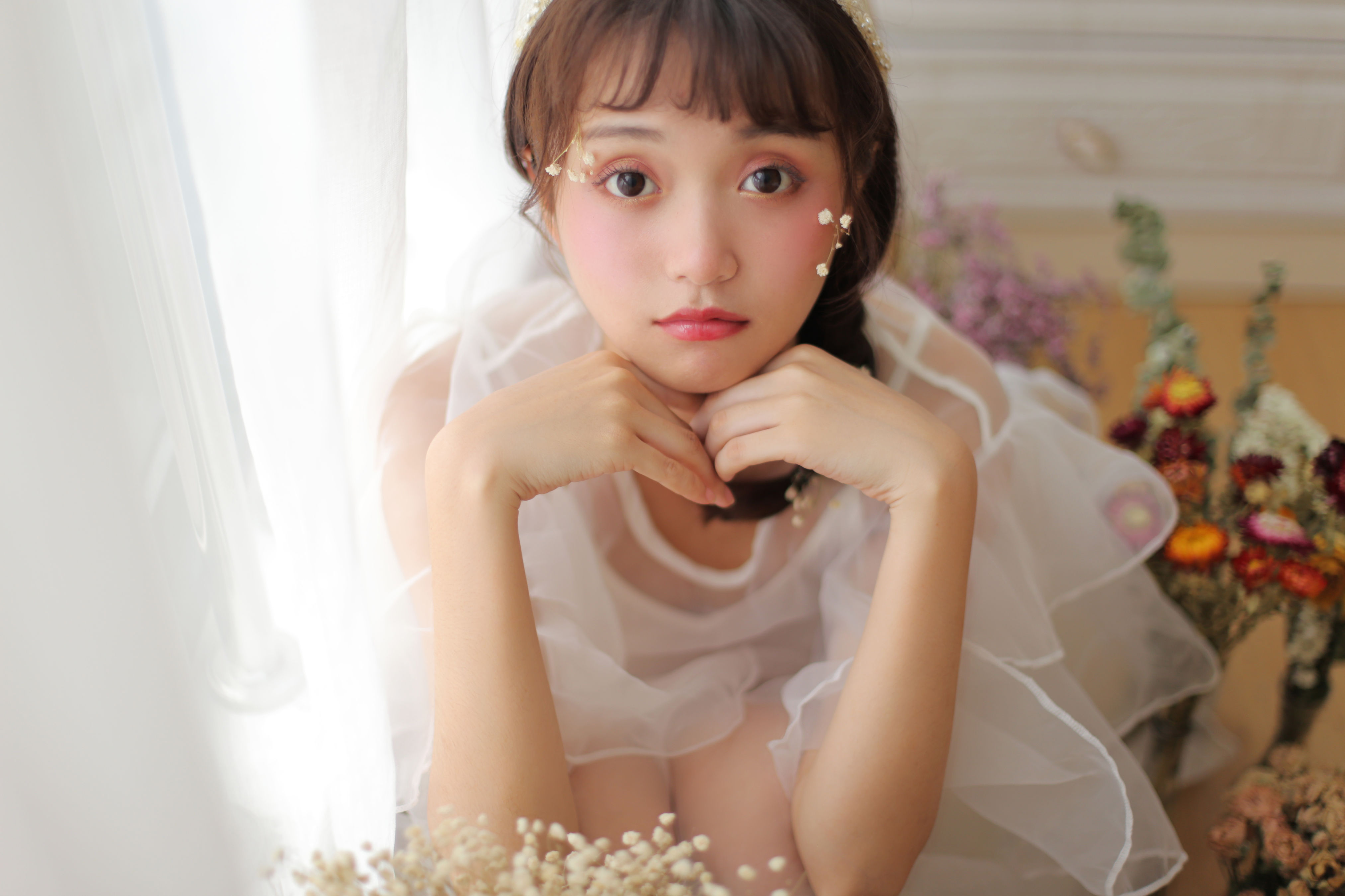 繁花 女生 妹子 写真 花 甜美