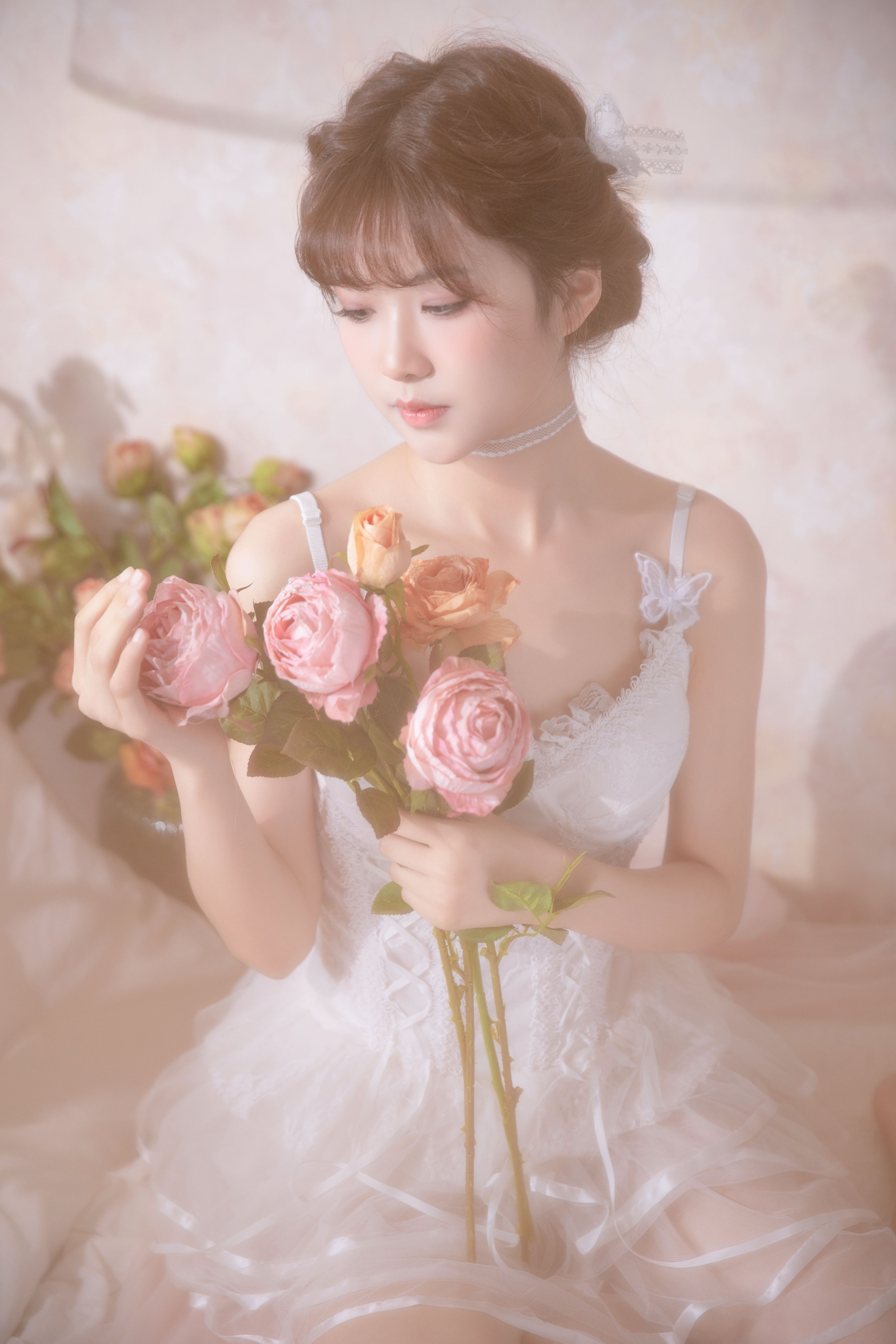 白色芭蕾 少女 花 写真 精美 美女