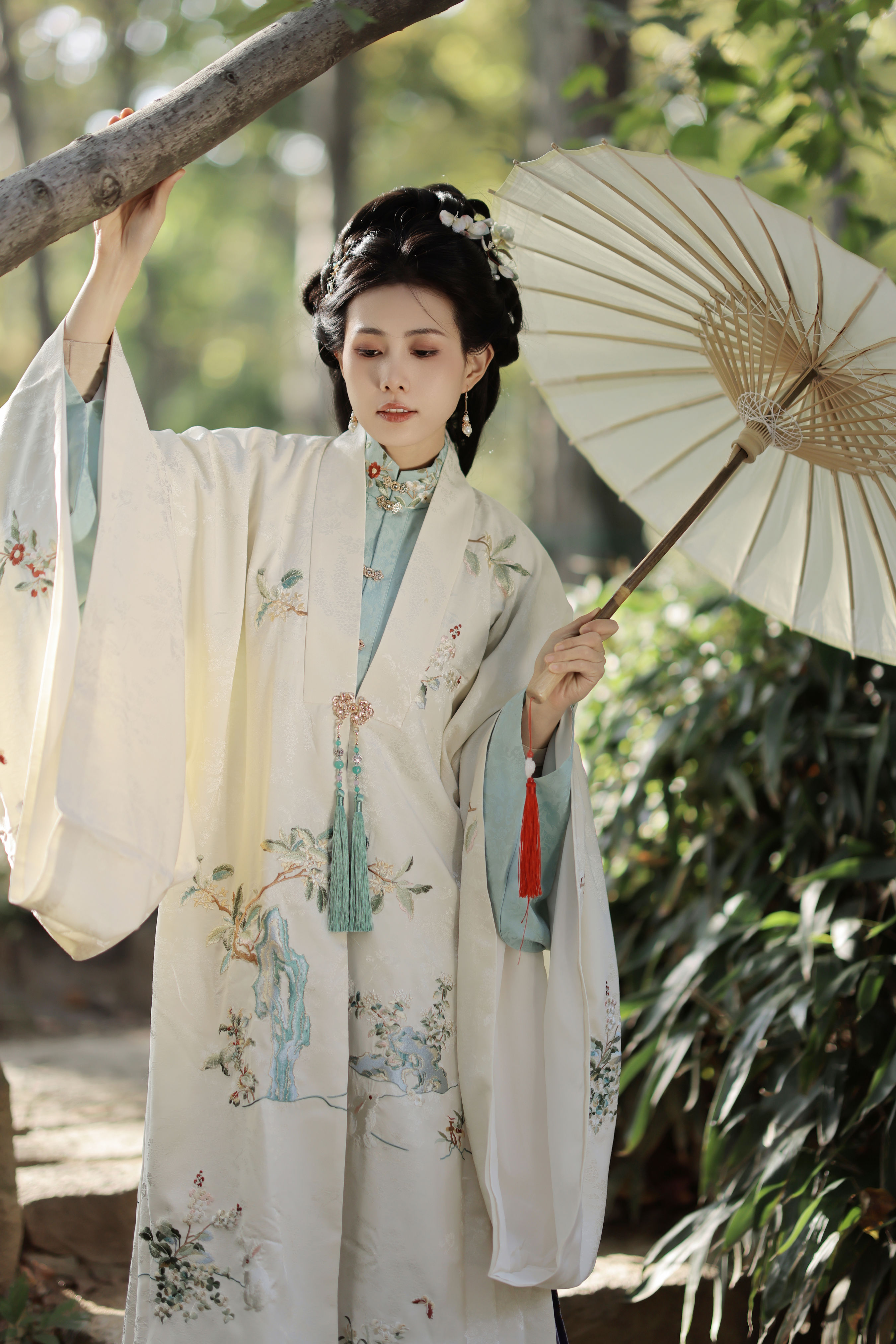 天平山 古风 古代 女子 枫树 优美