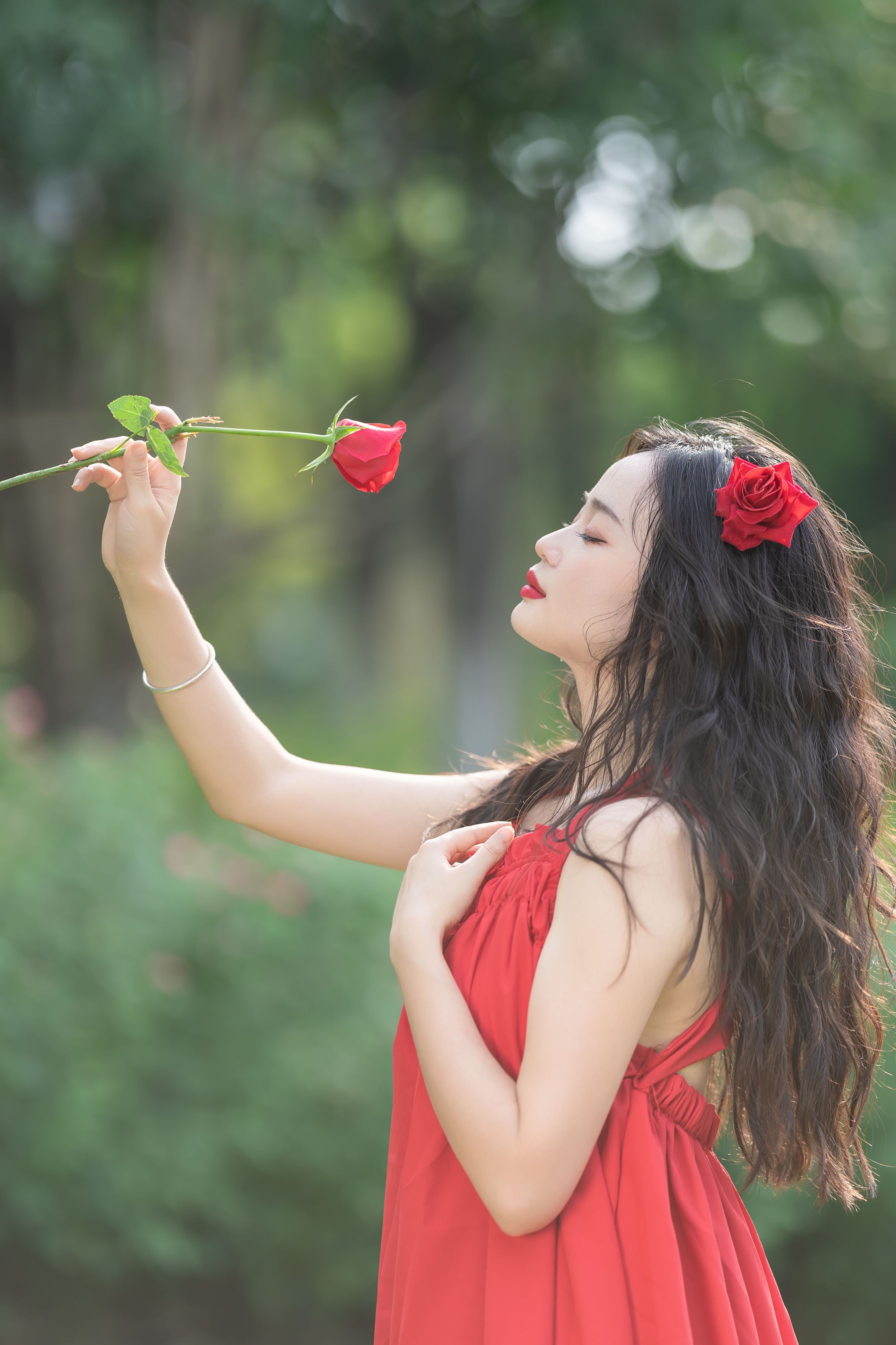 红裙少女 浪漫 小清新 清纯 少女 红色 模特