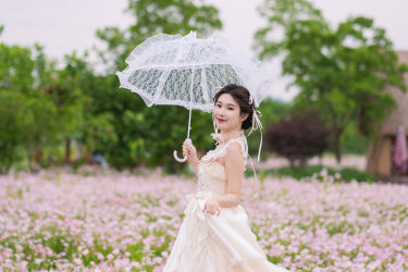 格桑花海 浪漫 花 色彩 写真 清纯 妹子