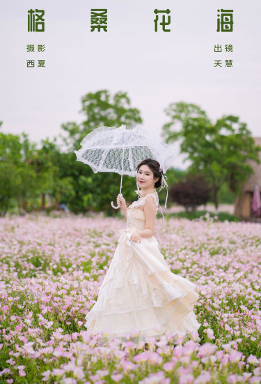 格桑花海 浪漫 花 色彩 写真 清纯 妹子